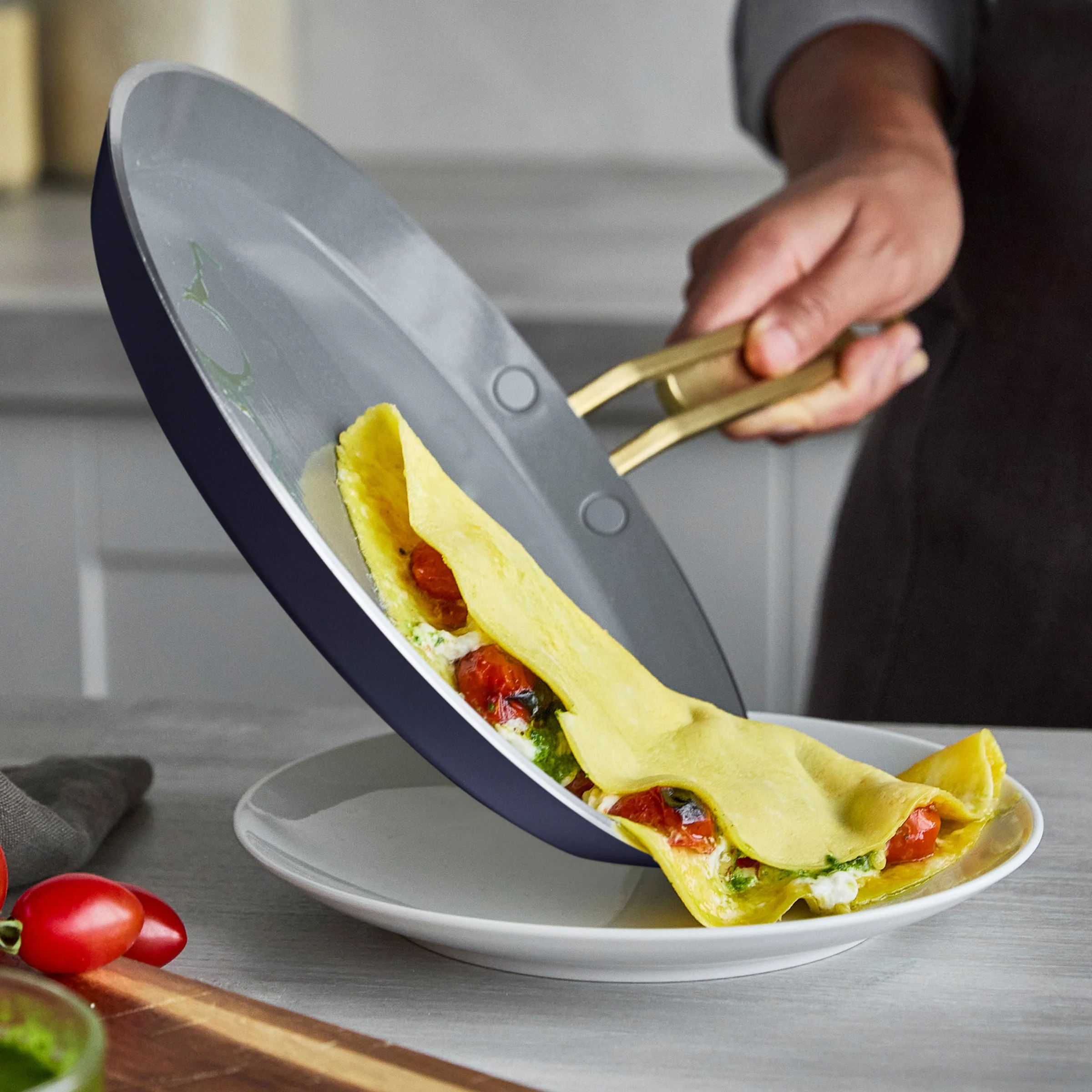 Stanley Tucci™ Ceramic Nonstick 10 Crepe and Omelette Pan | Marino Blue