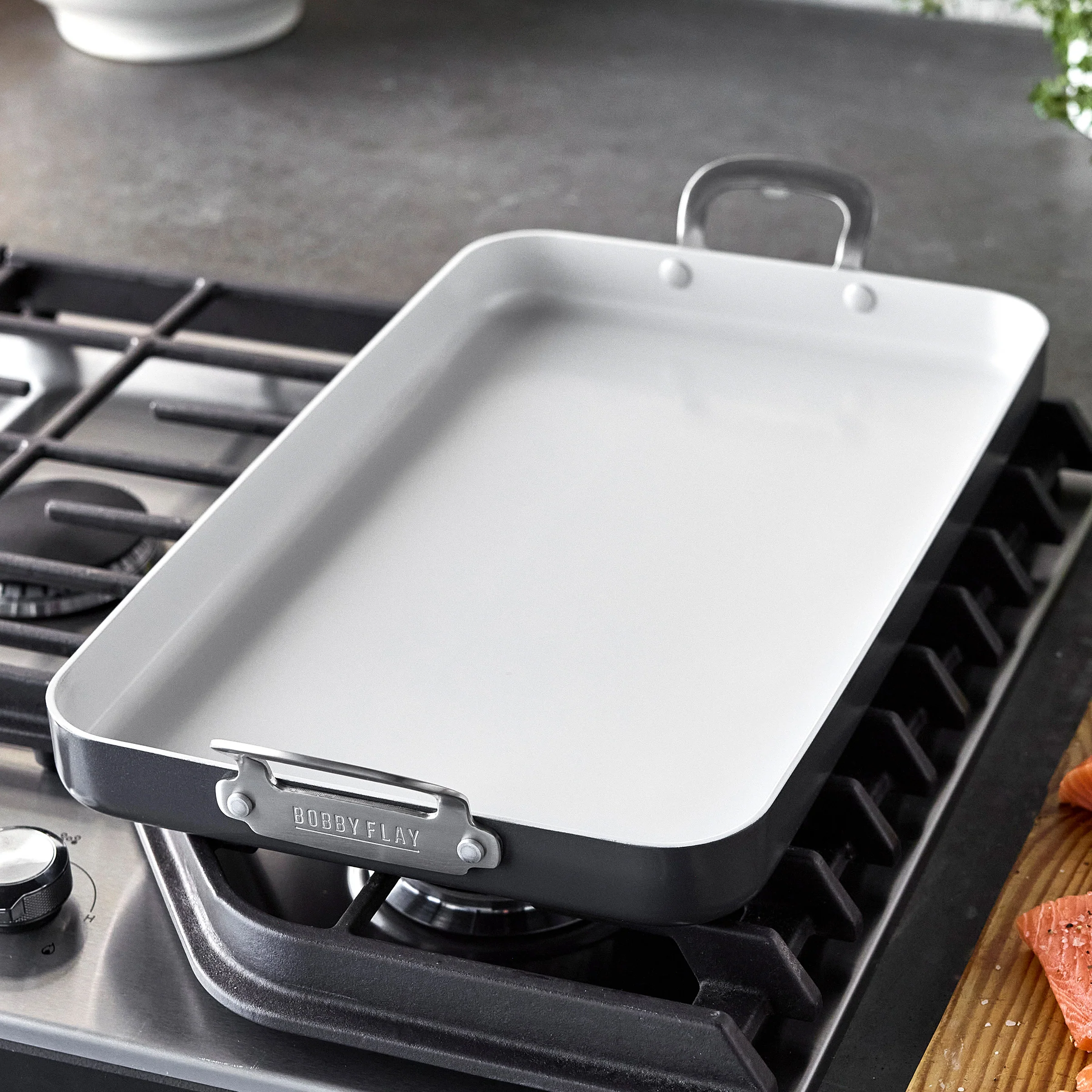 Bobby Flay by GreenPan Professional Ceramic Nonstick 18 x 11 Double Burner Griddle | Graphite