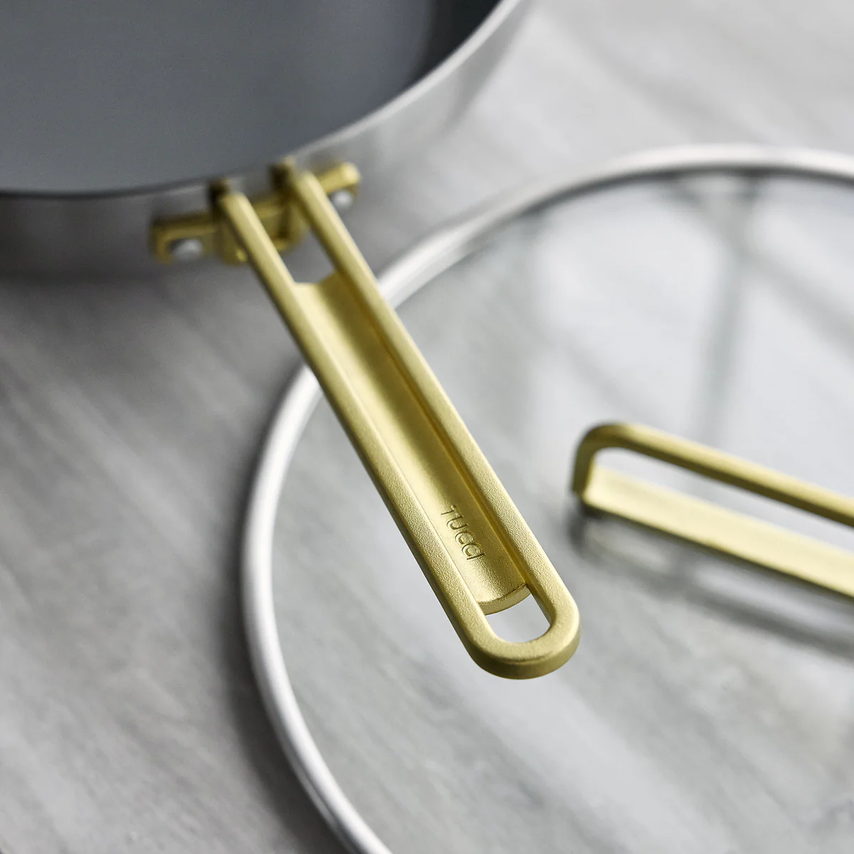 Stanley Tucci™ Stainless Steel Ceramic Nonstick 6.5-Quart Essential Stanley Pan with Lid | Champagne Handle