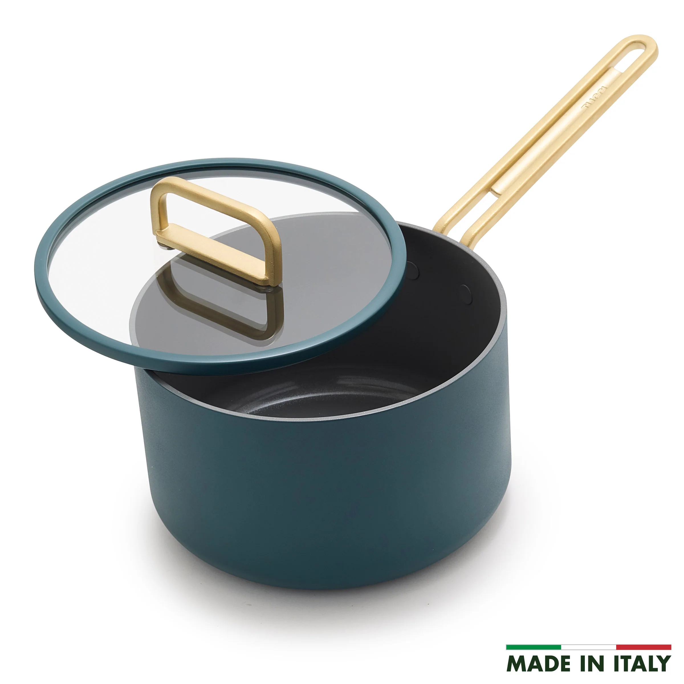 Stanley Tucci™ Ceramic Nonstick 4-Quart Saucepan with Lid | Venetian Teal