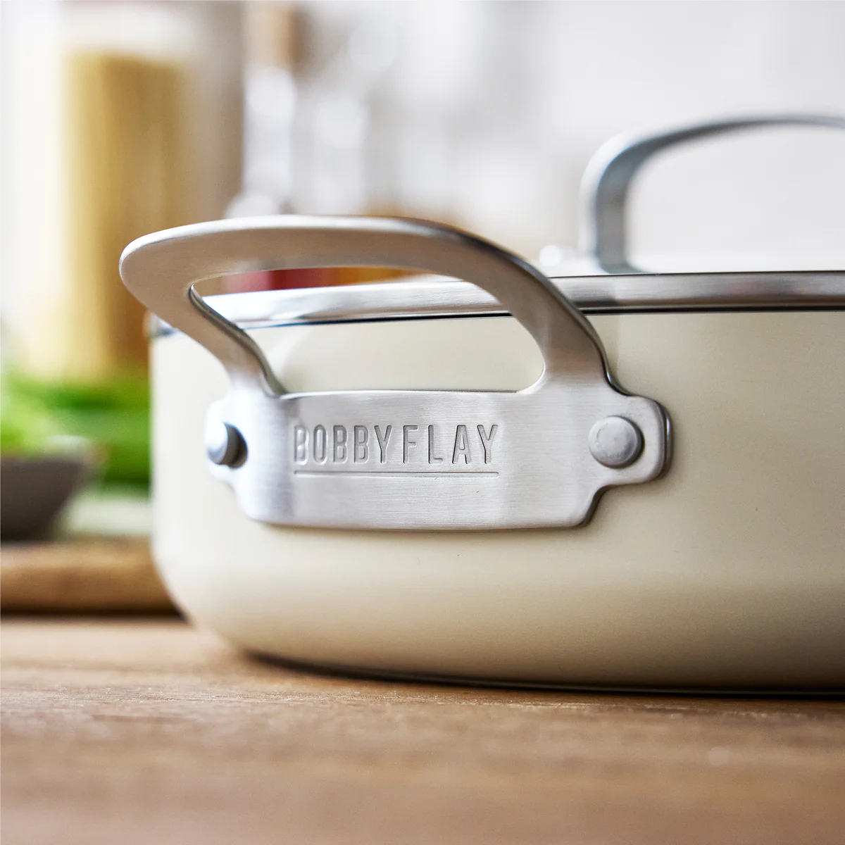 Bobby Flay by GreenPan Professional Ceramic Nonstick 4.5-Quart Sauté Pan with Lid | Cream
