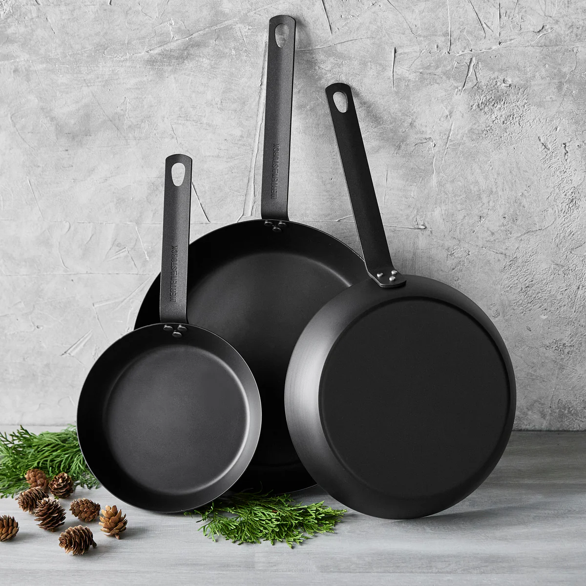 Merten & Storck Carbon Steel 8, 10 and 12 Frypan Set