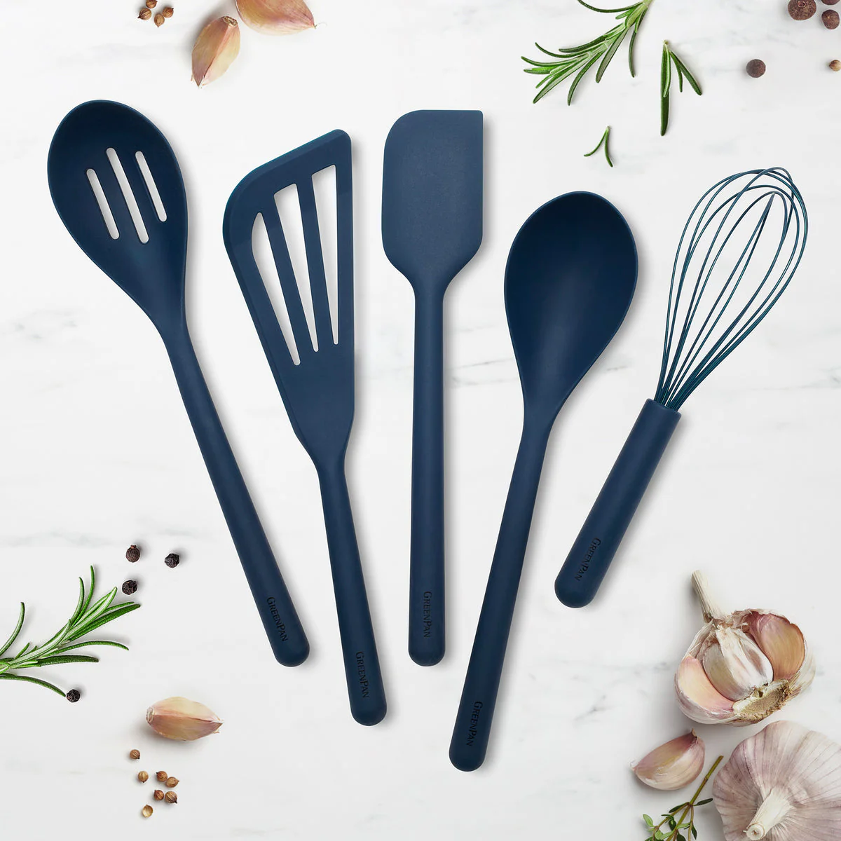 Platinum Silicone Tools 5-Piece Utensil Set | Navy
