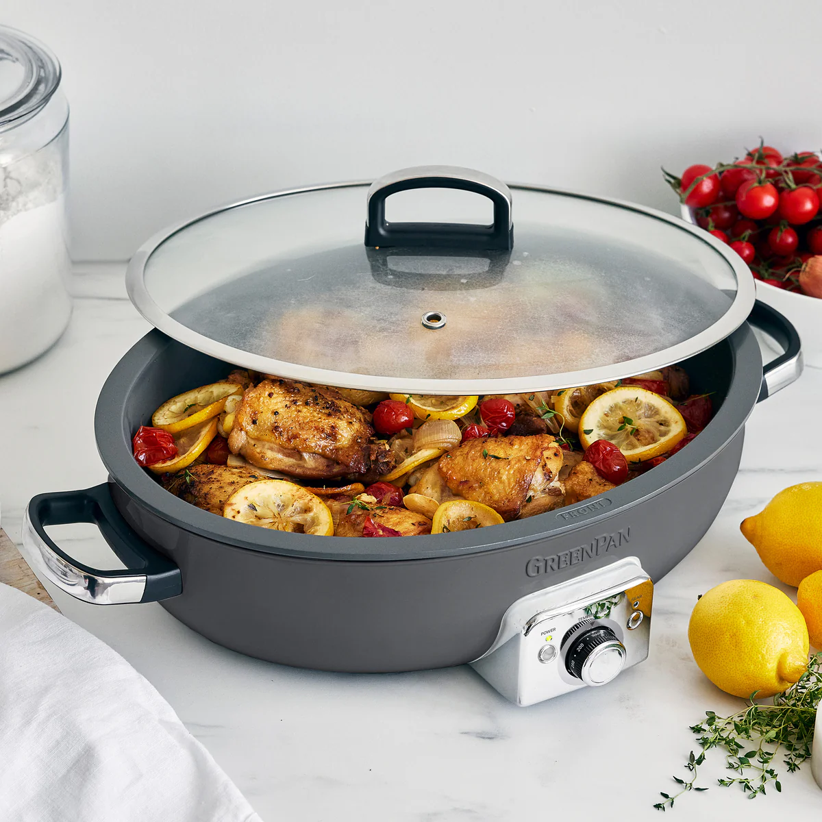 Elite 5.5-Quart Oval Electric Skillet | Graphite