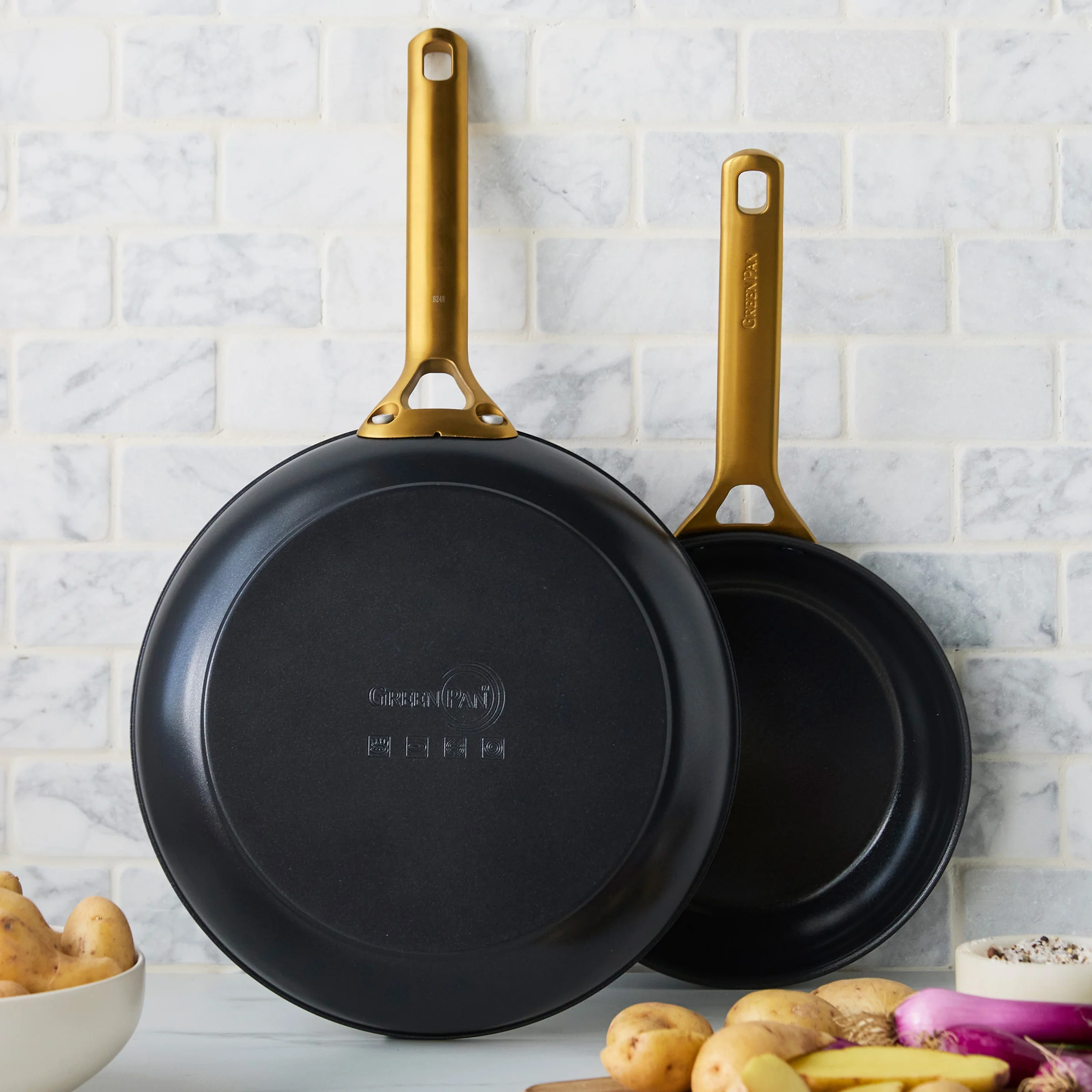 Reserve Pro Ceramic Nonstick 10 and 12 Frypan Set | Black