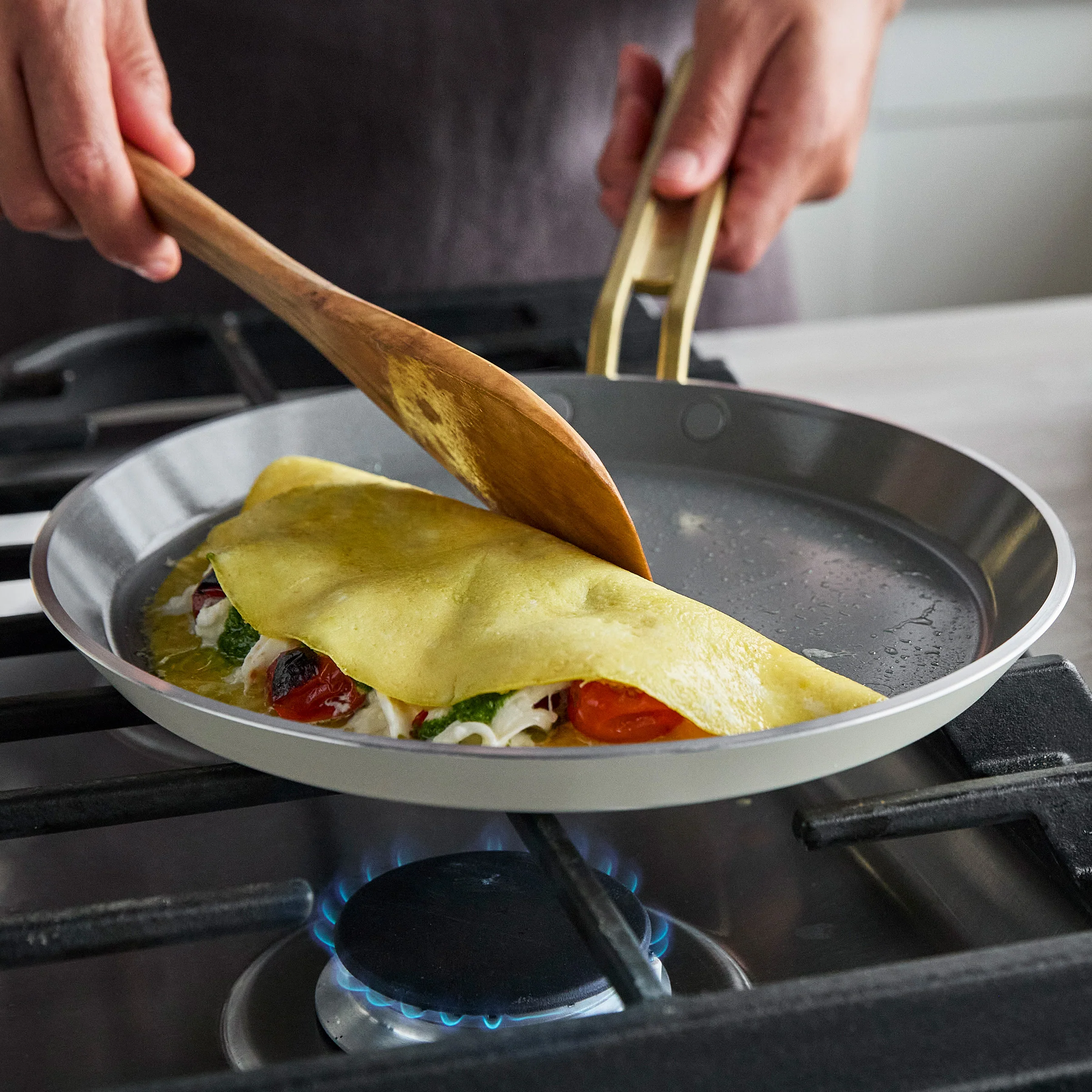Stanley Tucci™ Ceramic Nonstick 10 Crepe and Omelette Pan | Carrara White