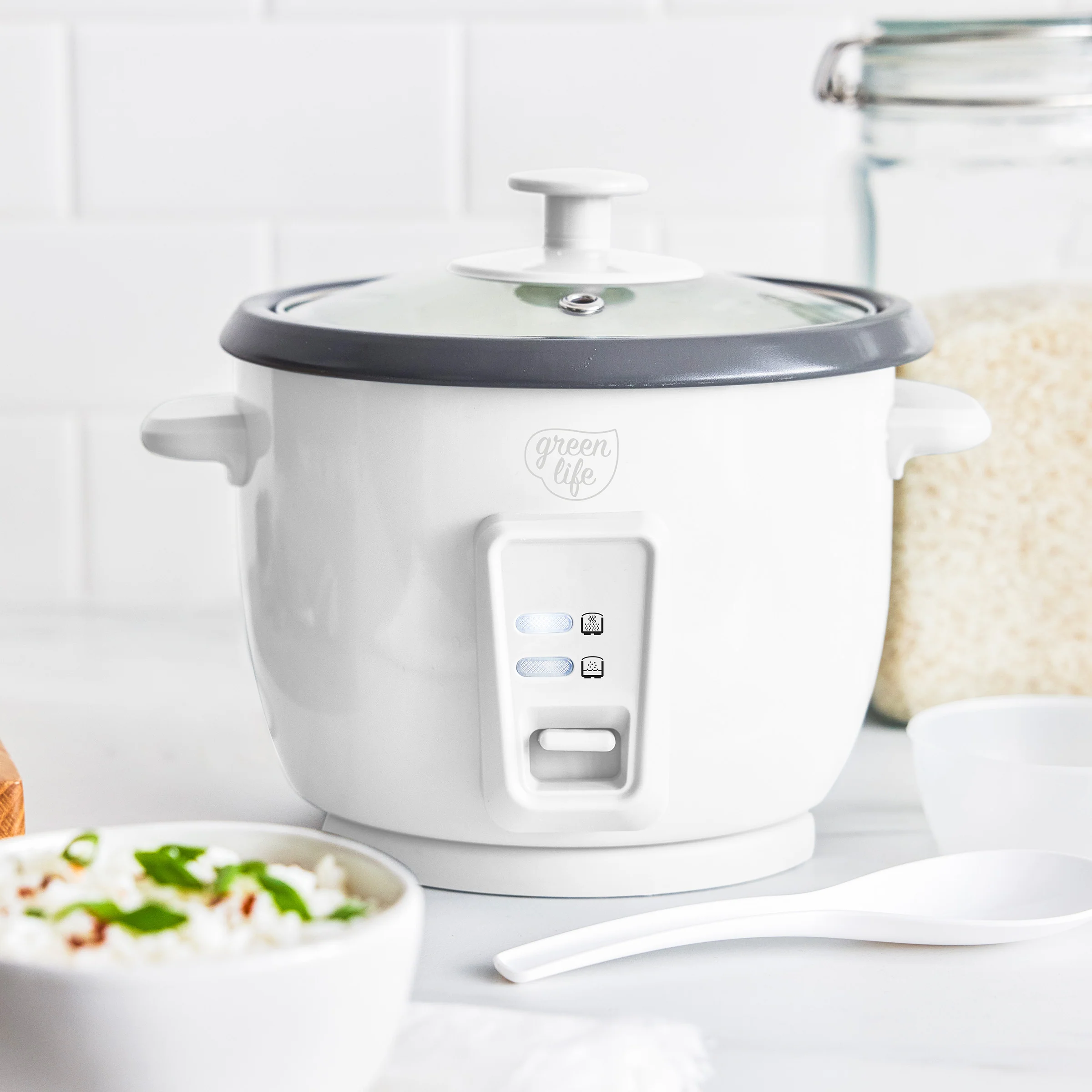 GreenLife 6-Cup Rice Cooker | White
