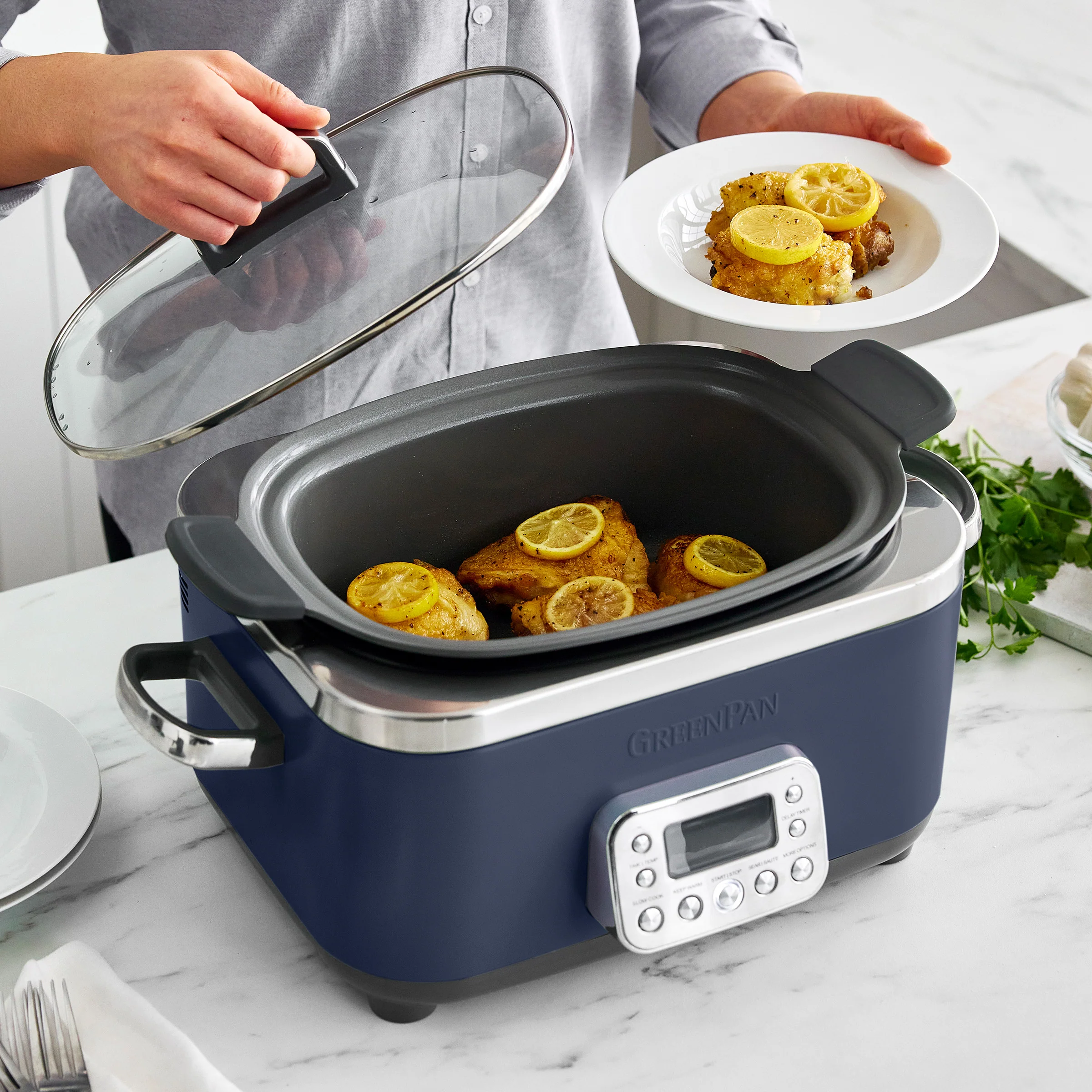 Elite 14-in-1 6-Quart Slow Cooker | Oxford Blue