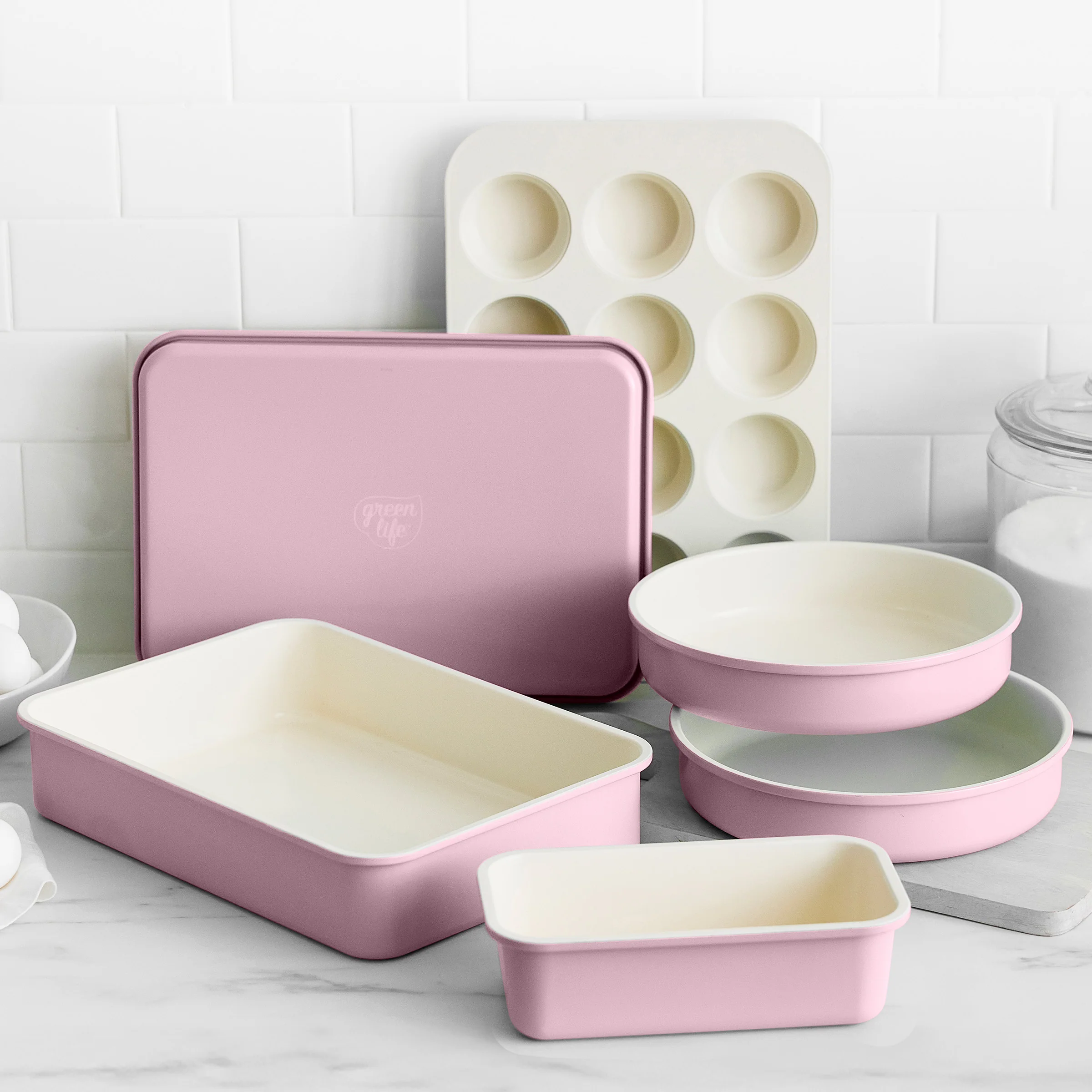 GreenLife Ceramic Nonstick 6-Piece Bakeware Set | Pink