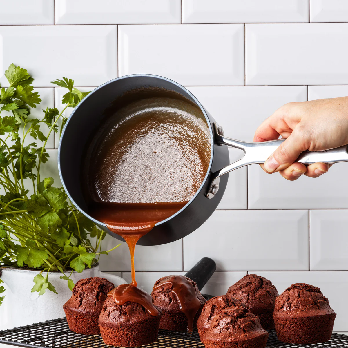 Valencia Pro Ceramic Nonstick 1.5-Quart and 3-Quart Saucepan Set with Lids | Gray