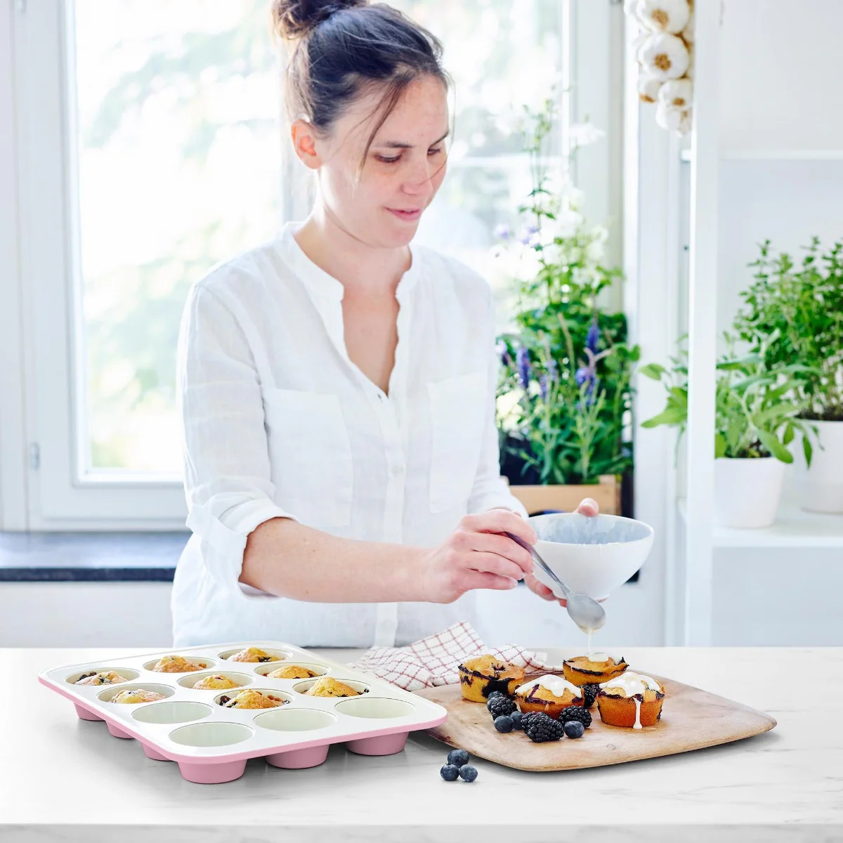 GreenLife Ceramic Nonstick Muffin Pan | Pink