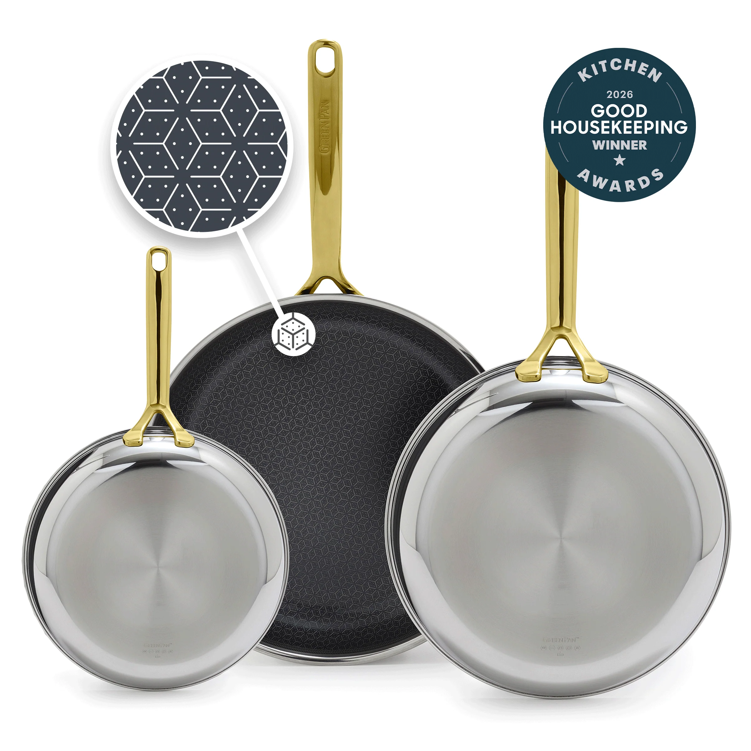 Spectra Gold Thermobond Hybrid Ceramic Nonstick 8, 10 and 12 Frypan Set