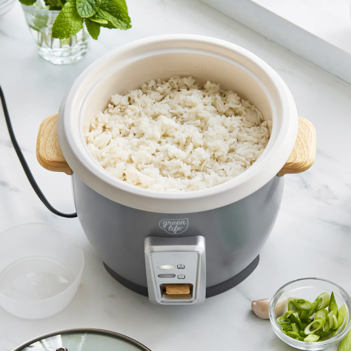 GreenLife 6-Cup Rice Cooker | Quartz Gray
