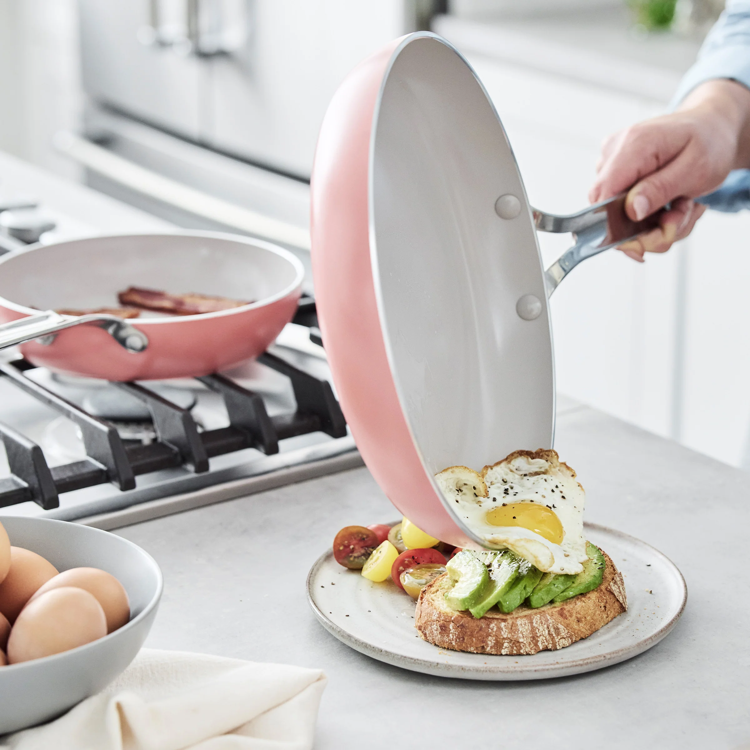 Nova Ceramic Nonstick 8 and 10 Frypan Set | Coral