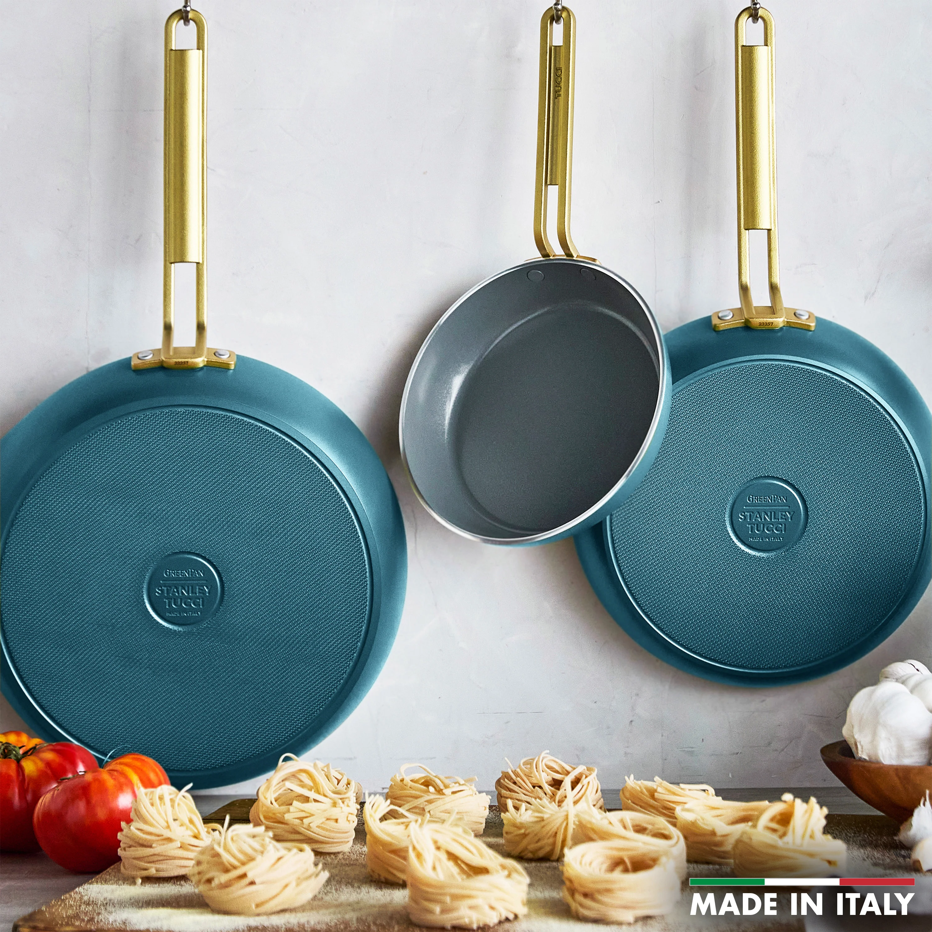 Stanley Tucci™ Ceramic Nonstick 8, 10 and 12 Frypan Set | Venetian Teal
