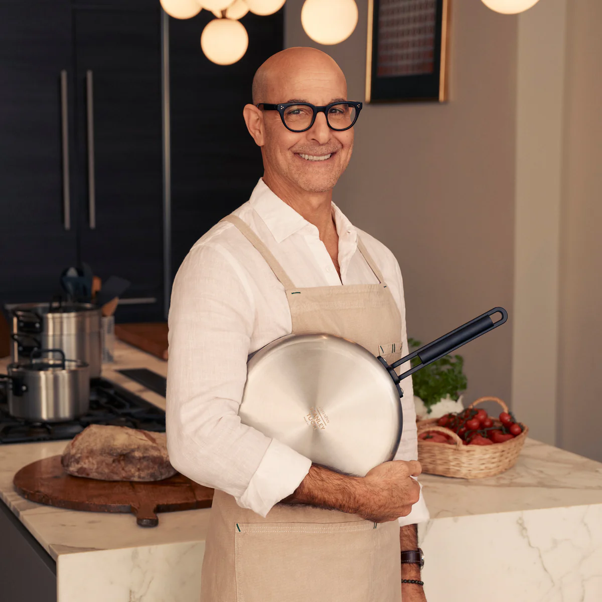 Stanley Tucci™ Stainless Steel Ceramic Nonstick 8 & 10 Frypan Set | Black Handles