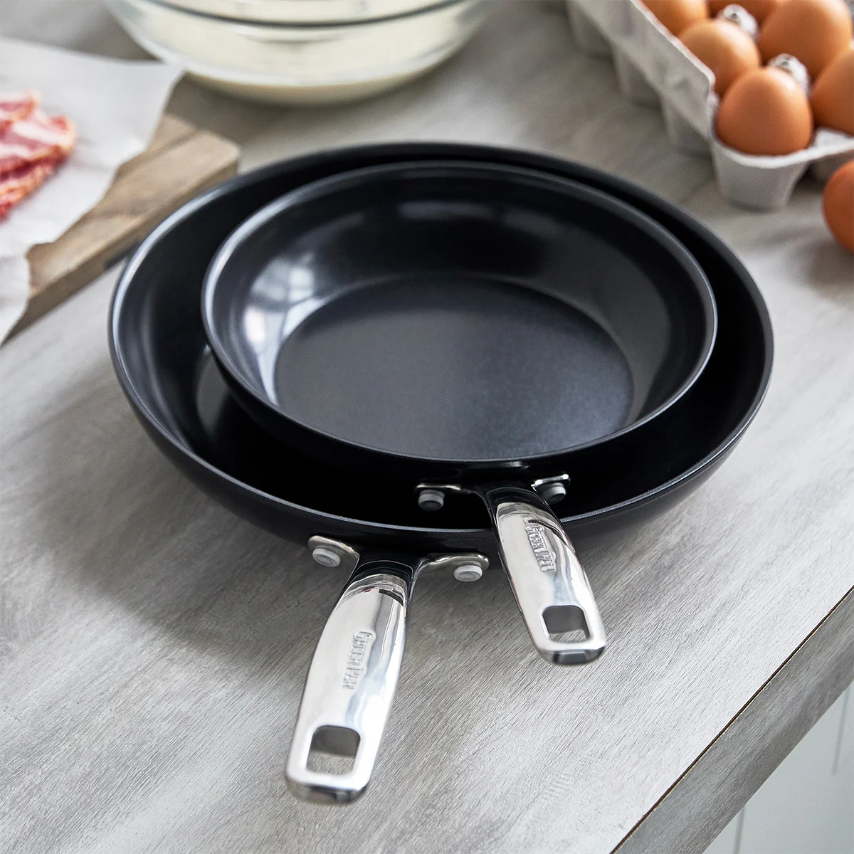 Chatham Black Ceramic Nonstick 8 and 10 Frypan Set
