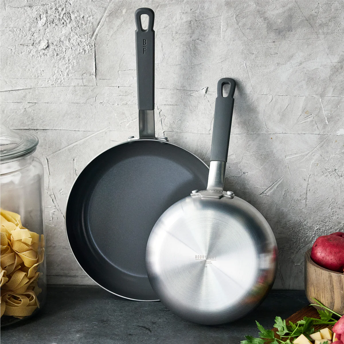 Bobby Flay by GreenPan PFAS-Free Nonstick Stainless Steel 8 and 10 Frypan Set