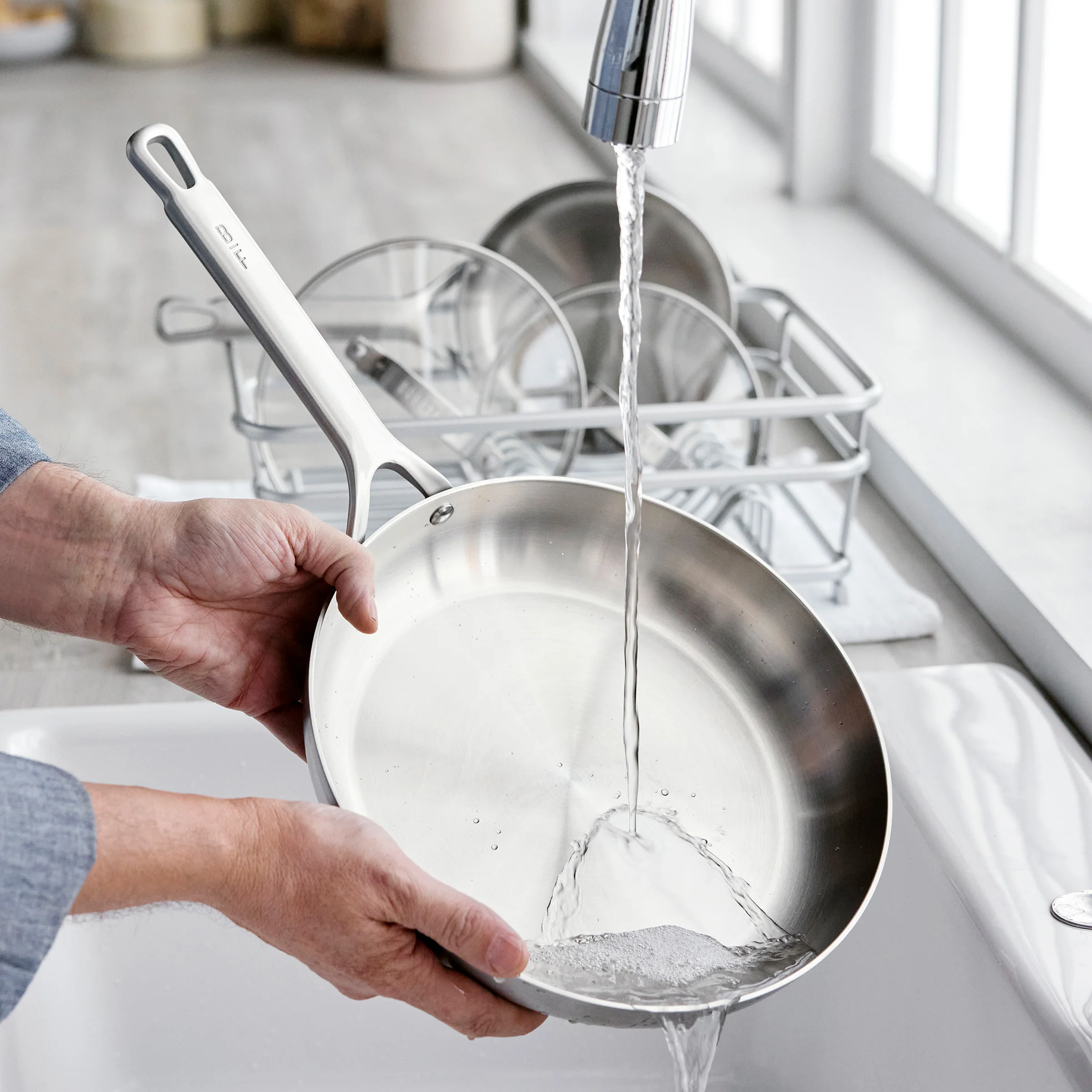 Bobby Flay by GreenPan Chef Series Uncoated Stainless Steel 10 and 12 Frypan Set