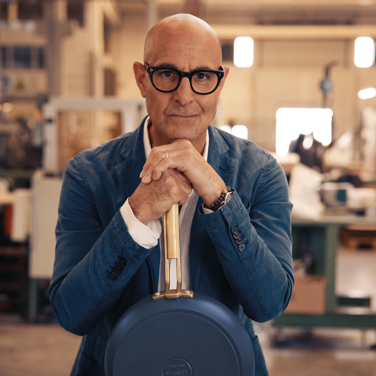 Stanley Tucci™ Ceramic Nonstick 4-Piece Frypan Set with The Tucci Cookbook | Marino Blue