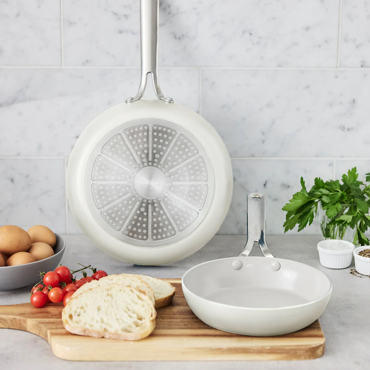 Nova Ceramic Nonstick 8 and 10 Frypan Set | Cream