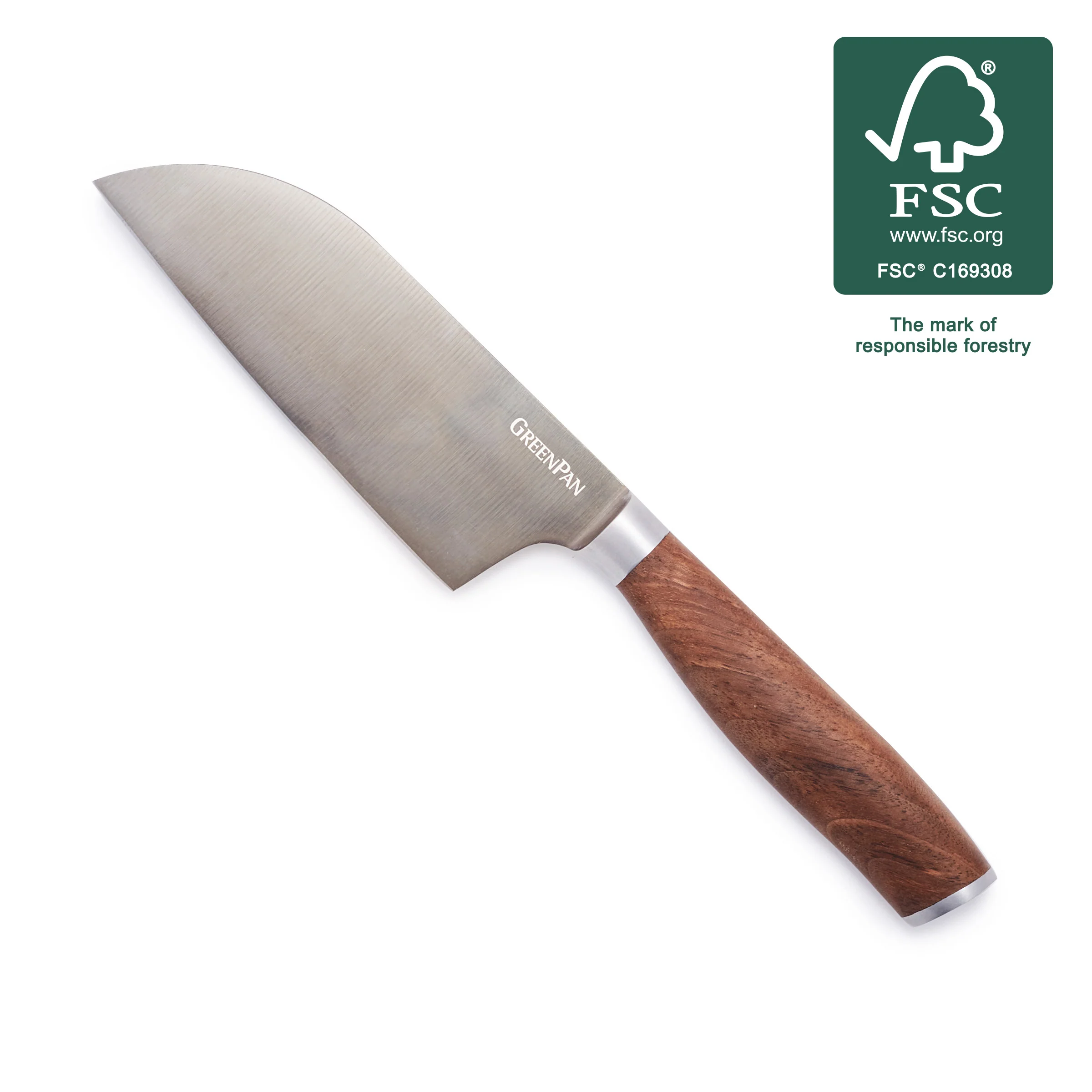 Premiere Titanium Cutlery 5 Small Santoku with Walnut Handle