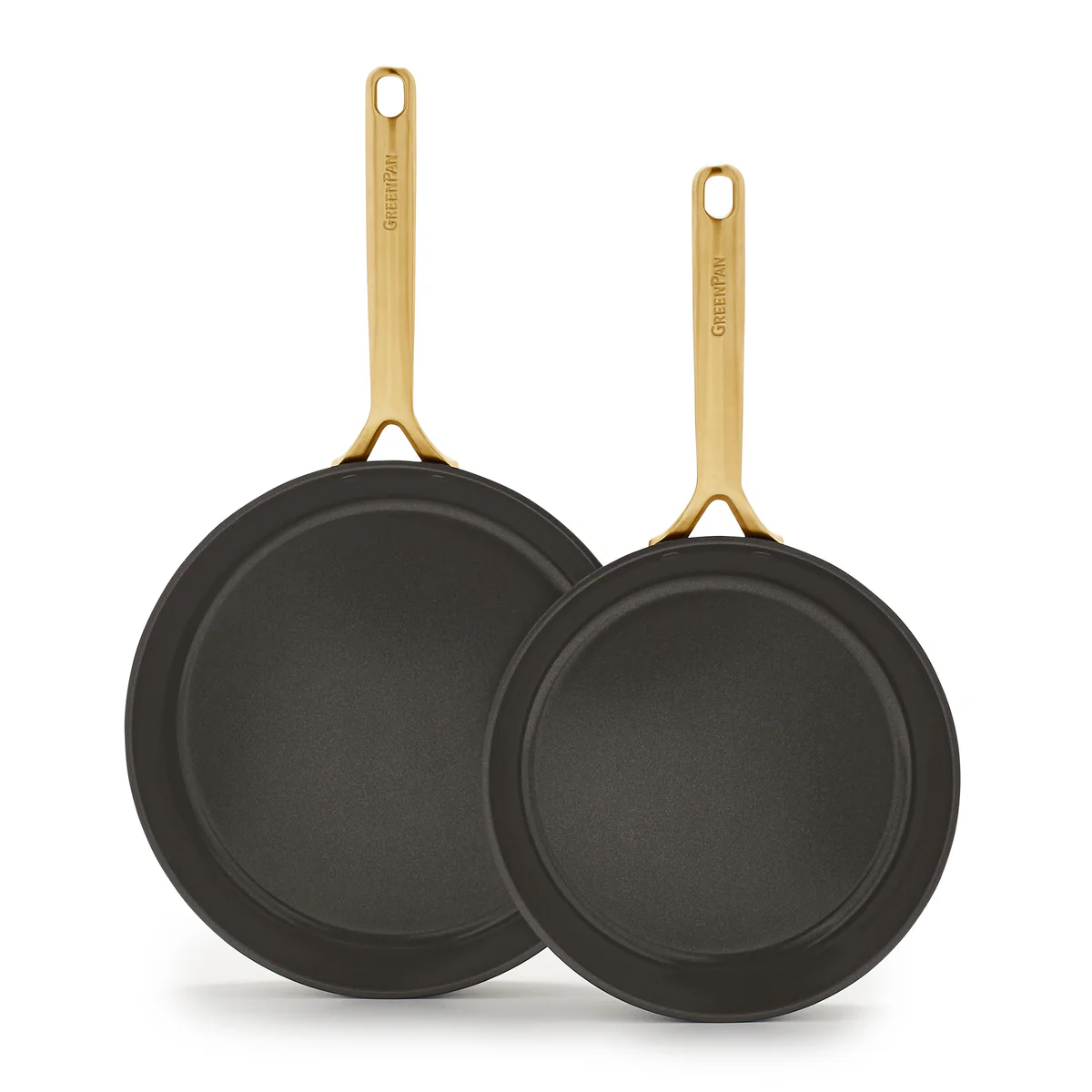 GP5 Colors Ceramic Nonstick 9.5 and 11 Frypan Set with Champagne Handles | Cocoa