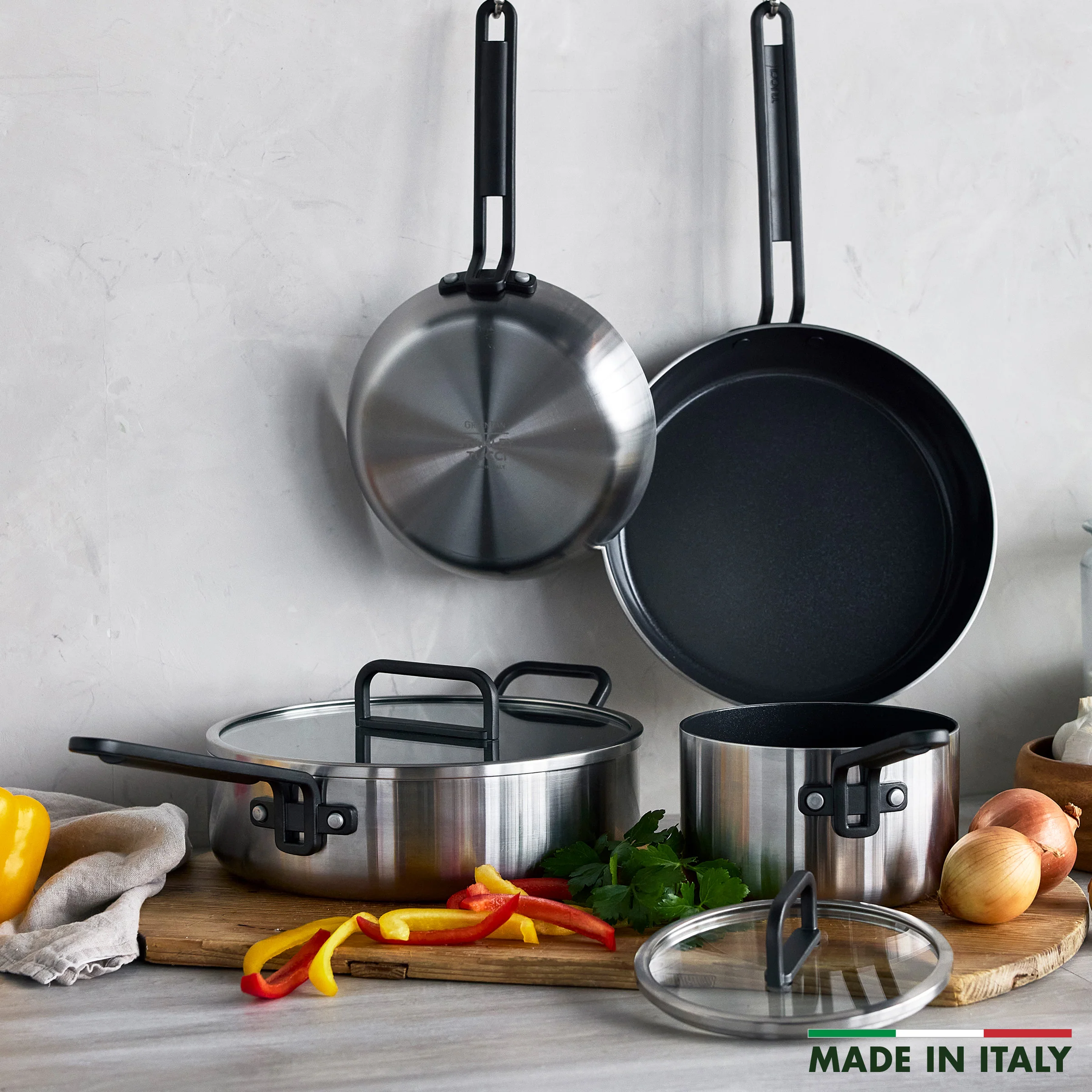 Stanley Tucci™ Stainless Steel Ceramic Nonstick 6-Piece Cookware Set with The Tucci Cookbook