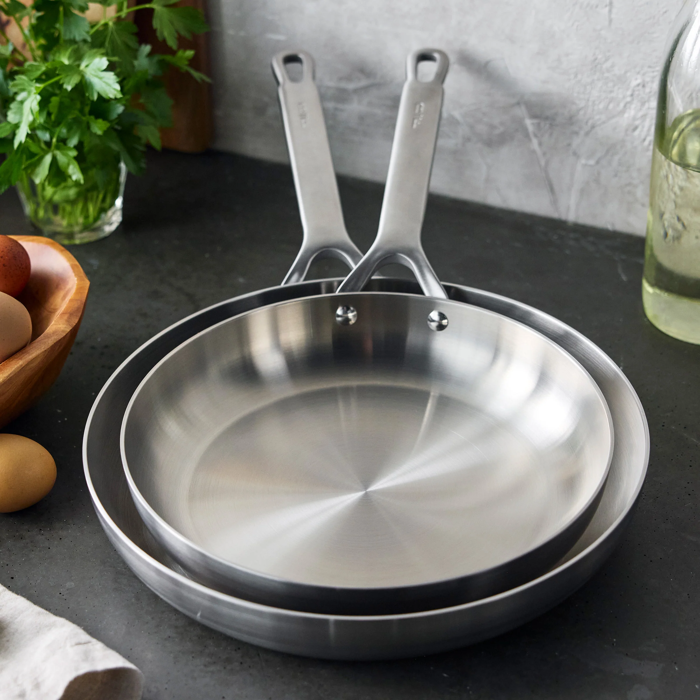 Bobby Flay by GreenPan Chef Series Uncoated Stainless Steel 10 and 12 Frypan Set