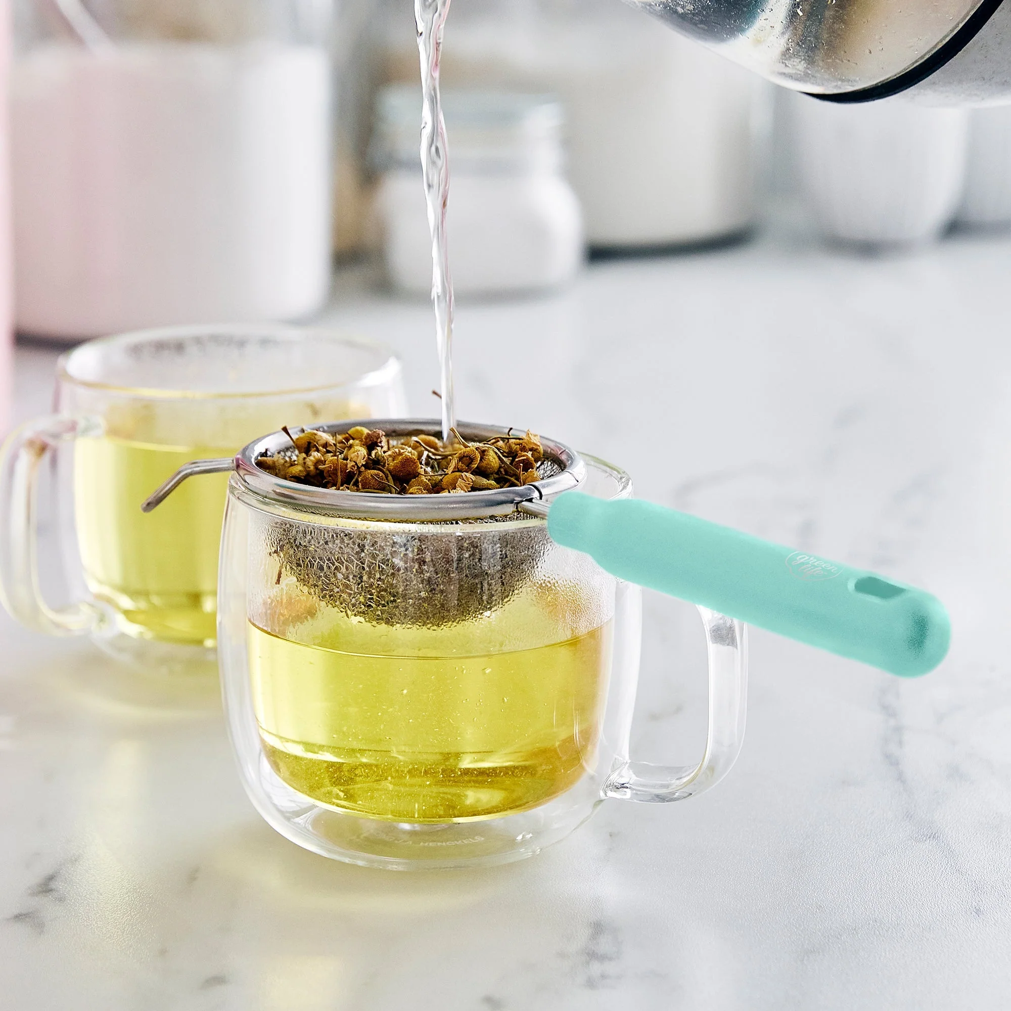 GreenLife Stainless Steel Mesh Strainers, Set of 4 | Turquoise