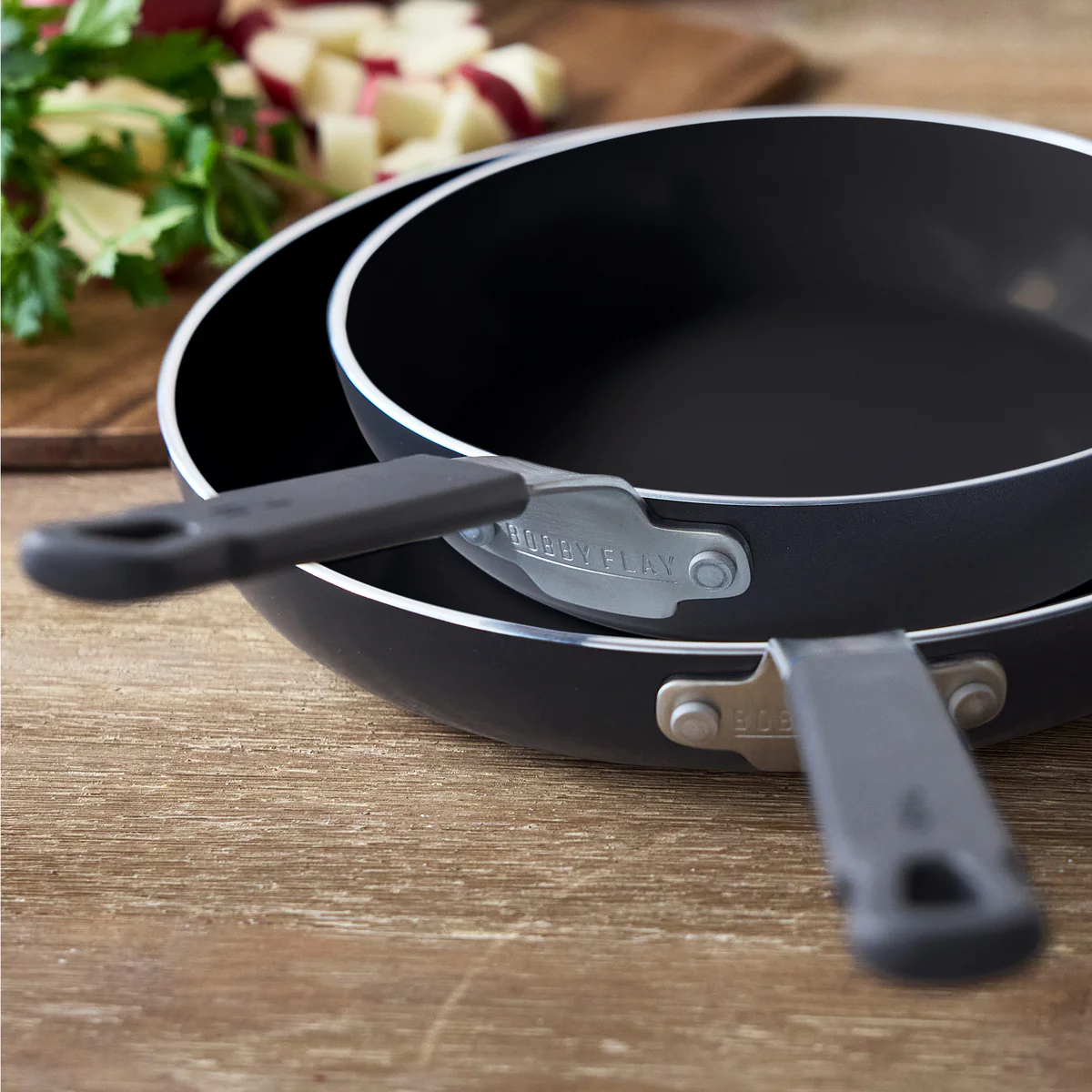 Bobby Flay by GreenPan Professional Ceramic Nonstick 8 and 10 Frypan Set | Black