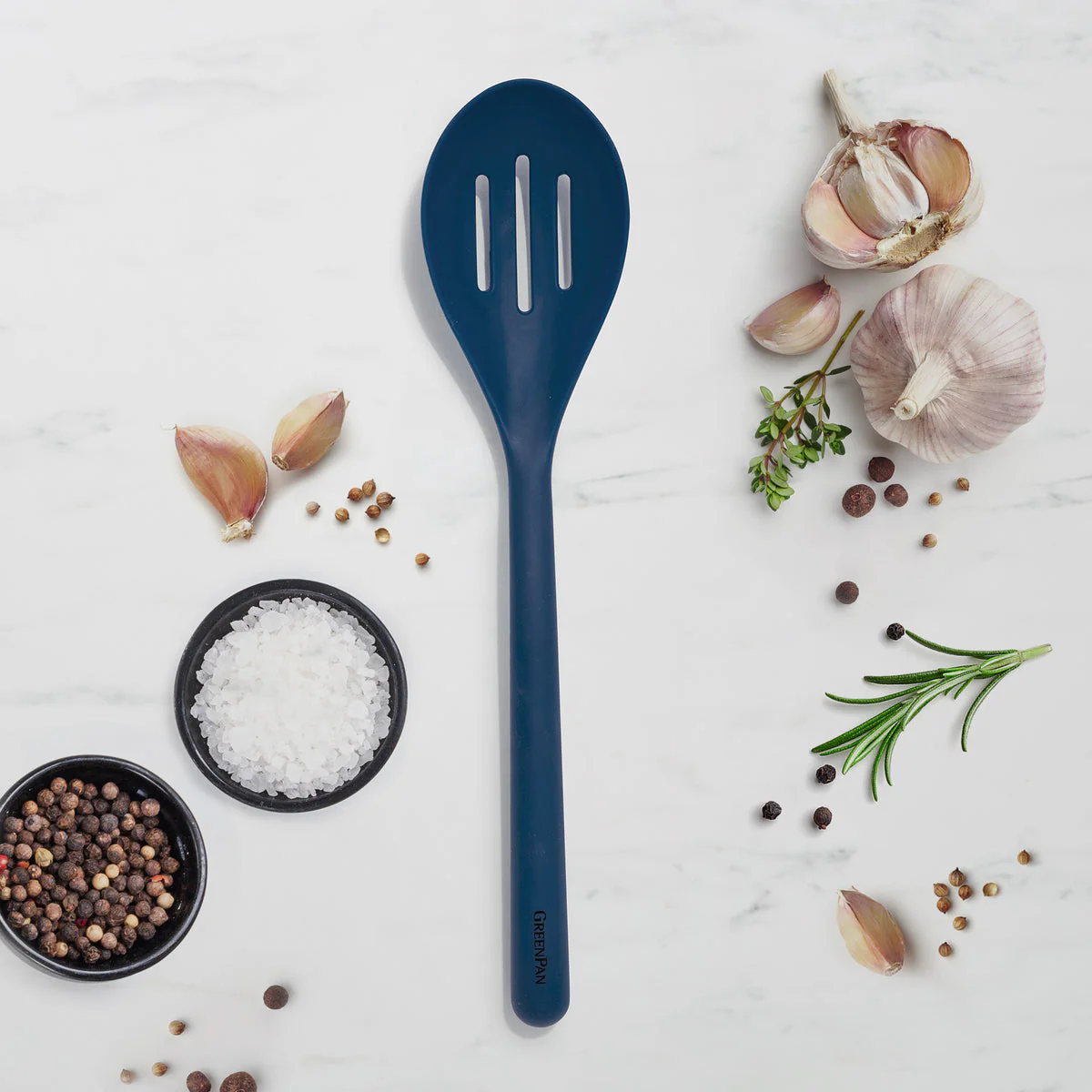 Platinum Silicone Slotted Spoon | Navy