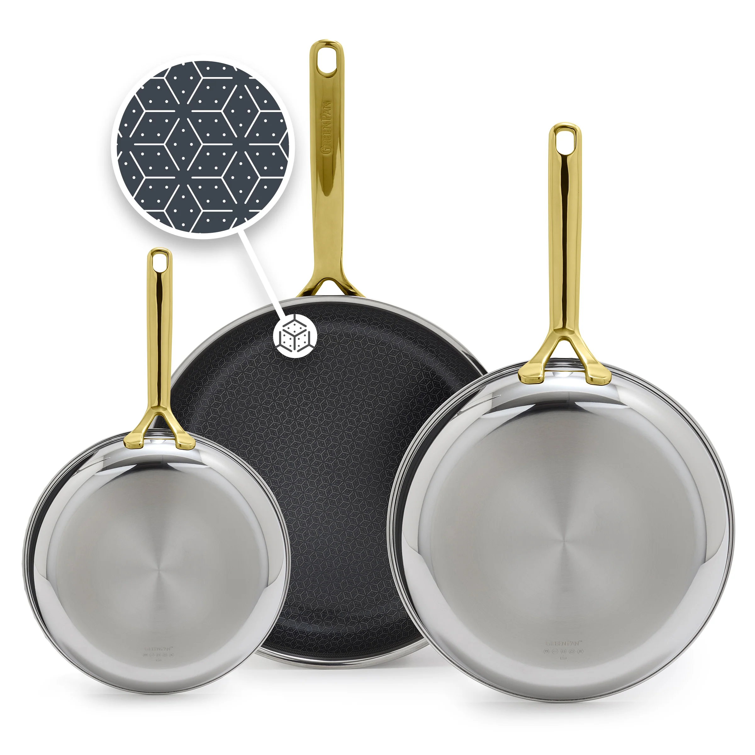 Spectra Gold Thermobond Hybrid Ceramic Nonstick 8, 10 and 12 Frypan Set