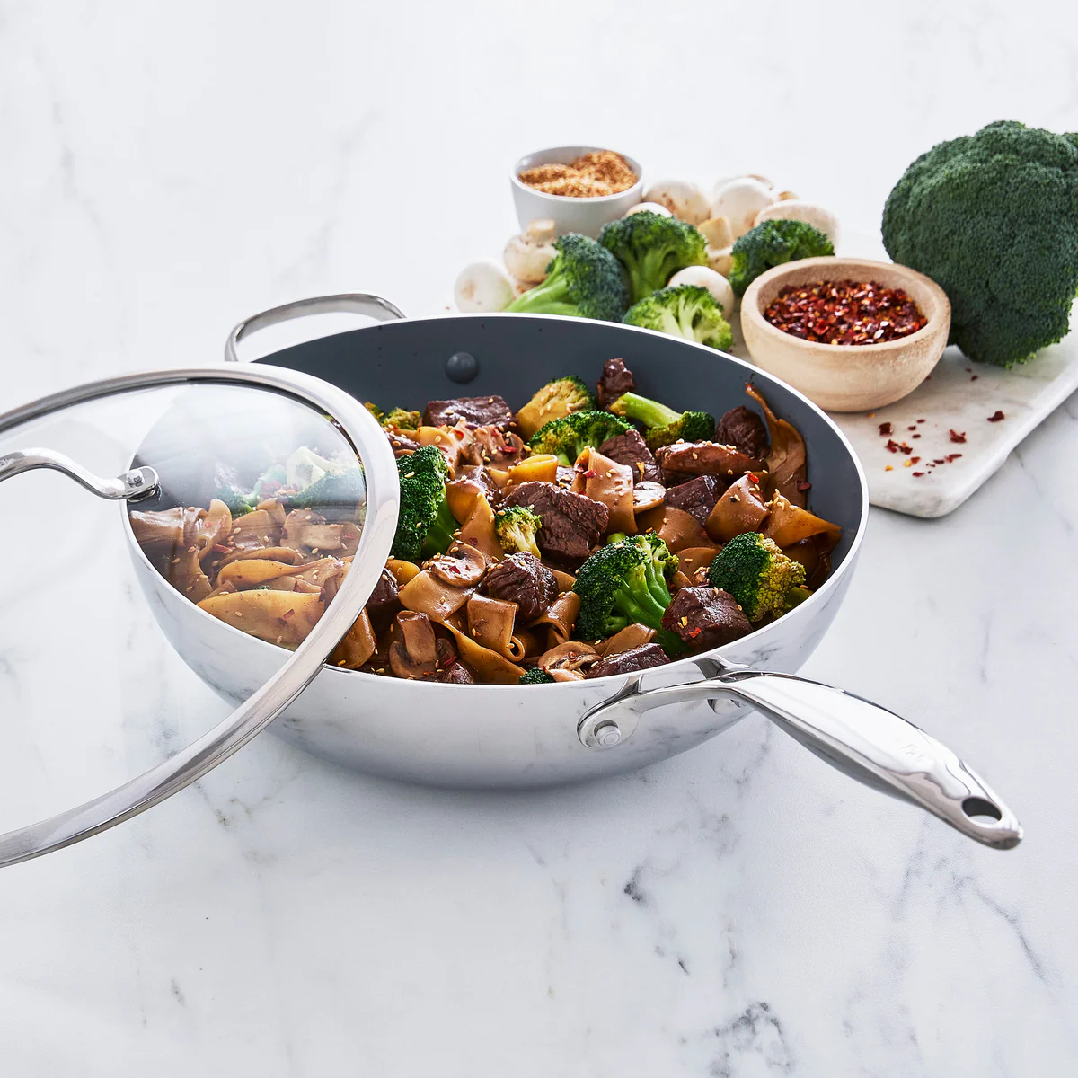 Valencia Pro Stainless Steel 12 Wok with Lid