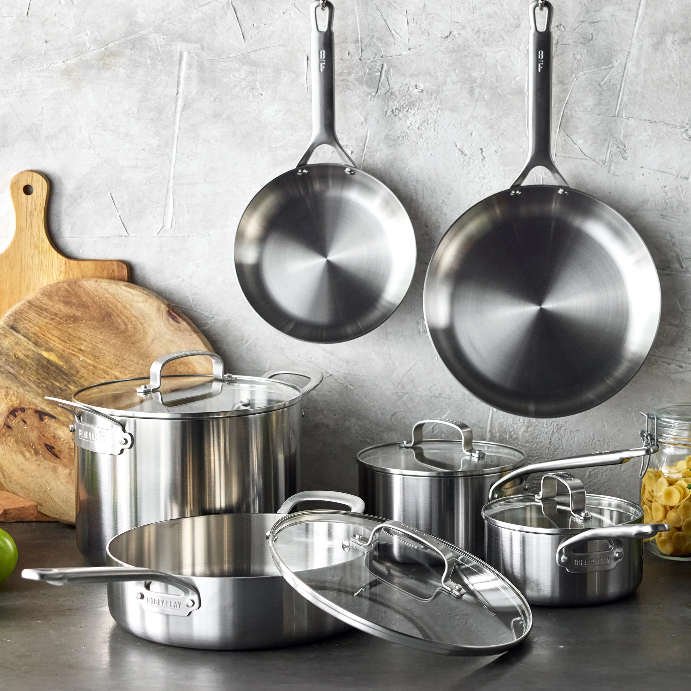 Bobby Flay by GreenPan Chef Series Uncoated Stainless Steel 10-Piece Cookware Set