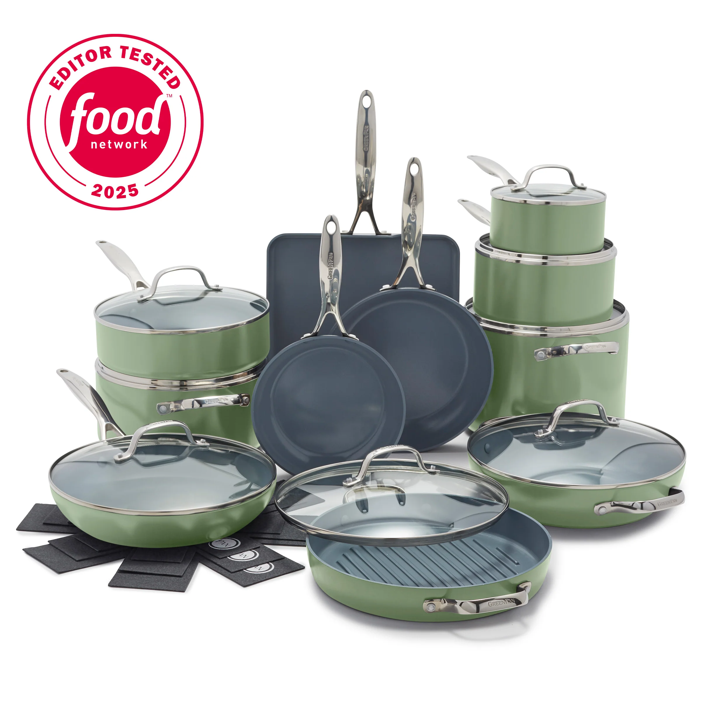 Valencia Pro Ceramic Nonstick 19-Piece Cookware Set | Sage