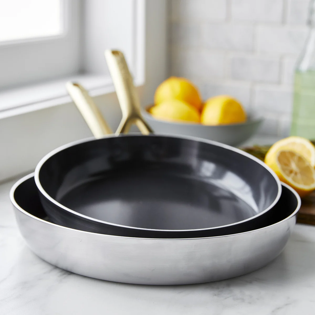 GP5 Stainless Steel 10 and 12 Frypan Set | Champagne Handles