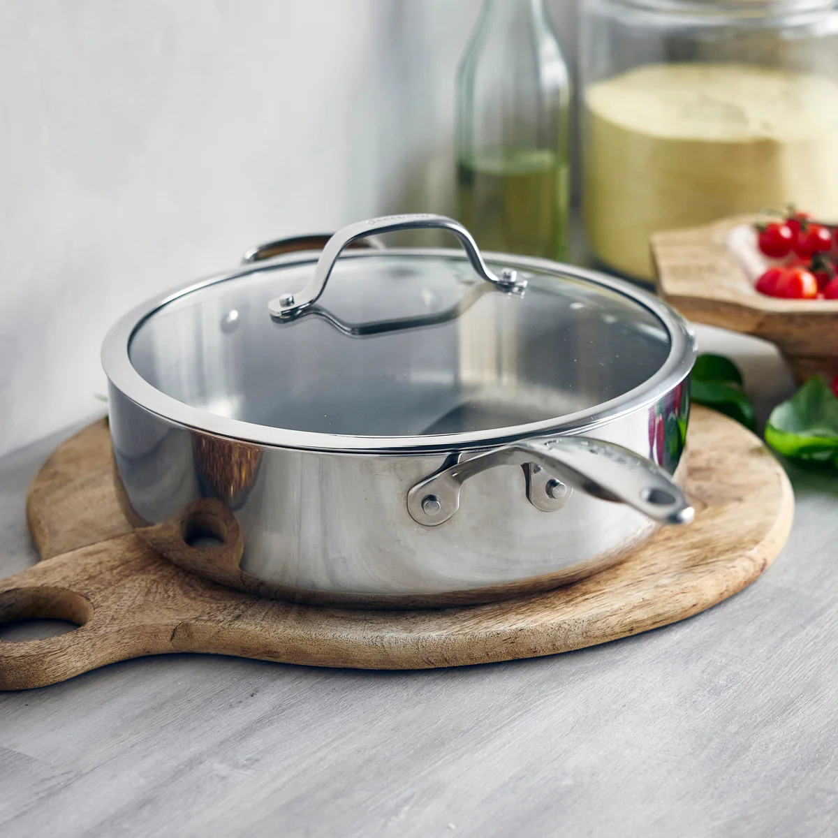 Valencia Pro Stainless Steel Uncoated 5-Quart Sauté Pan with Lid