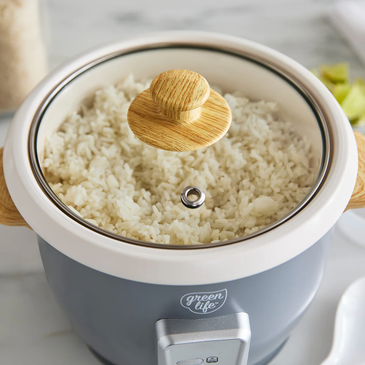 GreenLife 6-Cup Rice Cooker | Quartz Gray