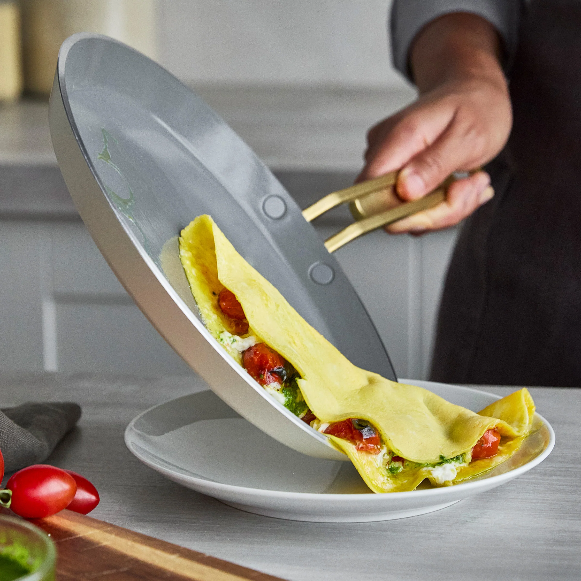 Stanley Tucci™ Ceramic Nonstick 10 Crepe and Omelette Pan | Carrara White