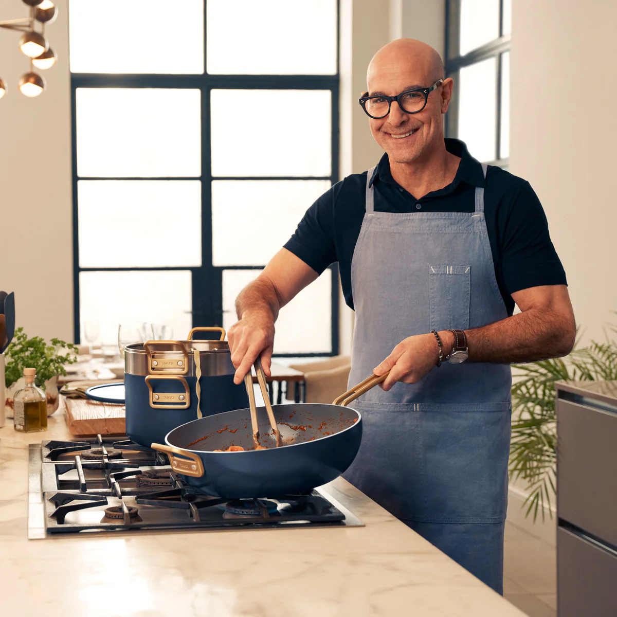 Stanley Tucci™ Ceramic Nonstick 4-Quart Saucepan with Lid | Marino Blue