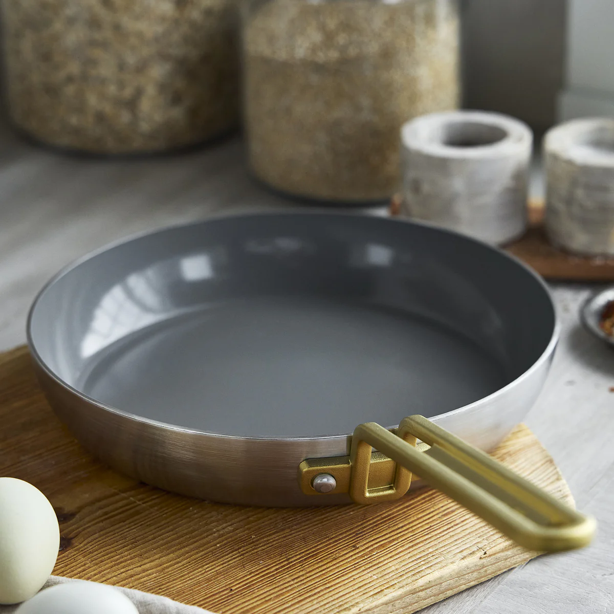 Stanley Tucci™ Stainless Steel Ceramic Nonstick 8 & 10 Frypan Set | Champagne Handles