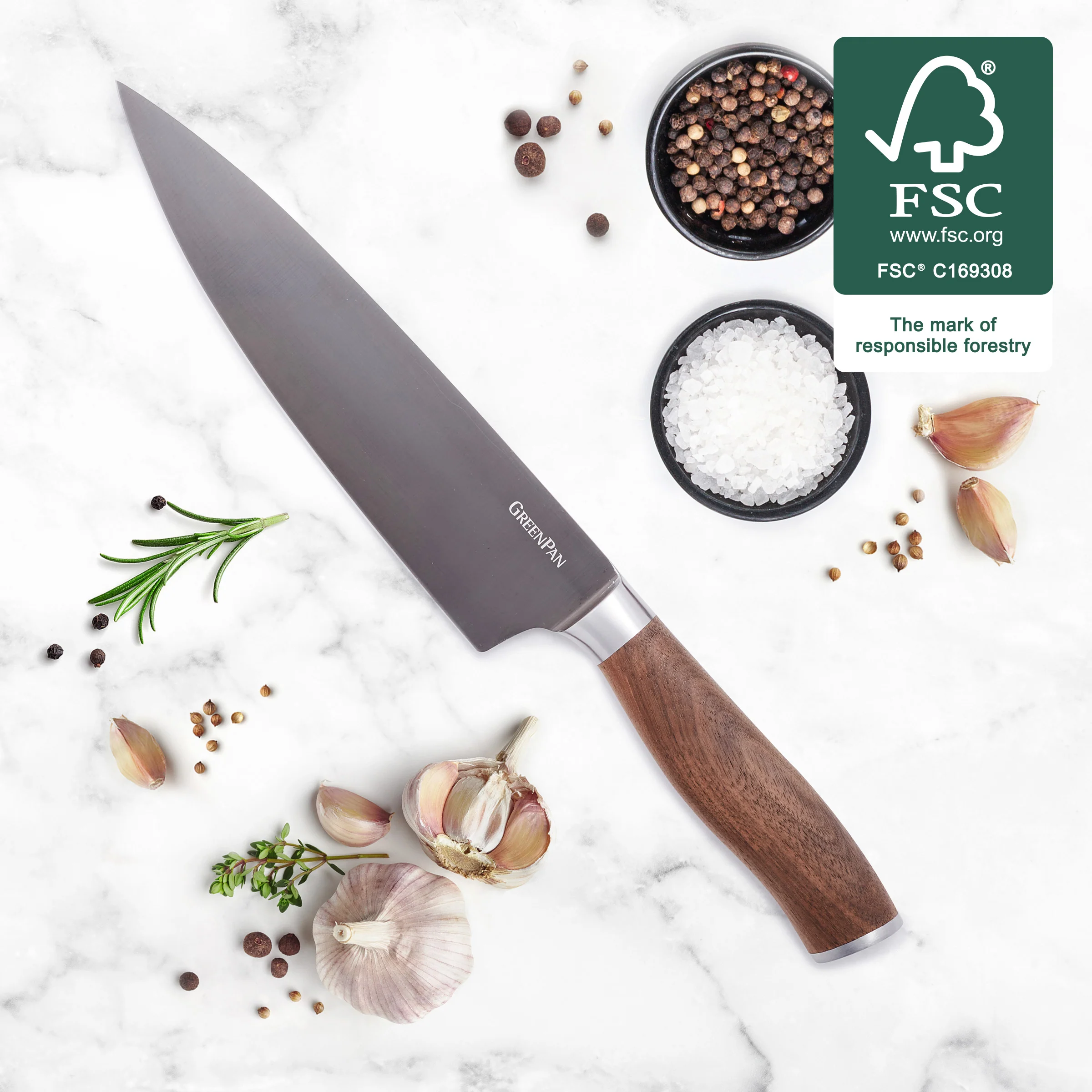 Premiere Titanium Cutlery 8 Chef's Knife with Walnut Handle