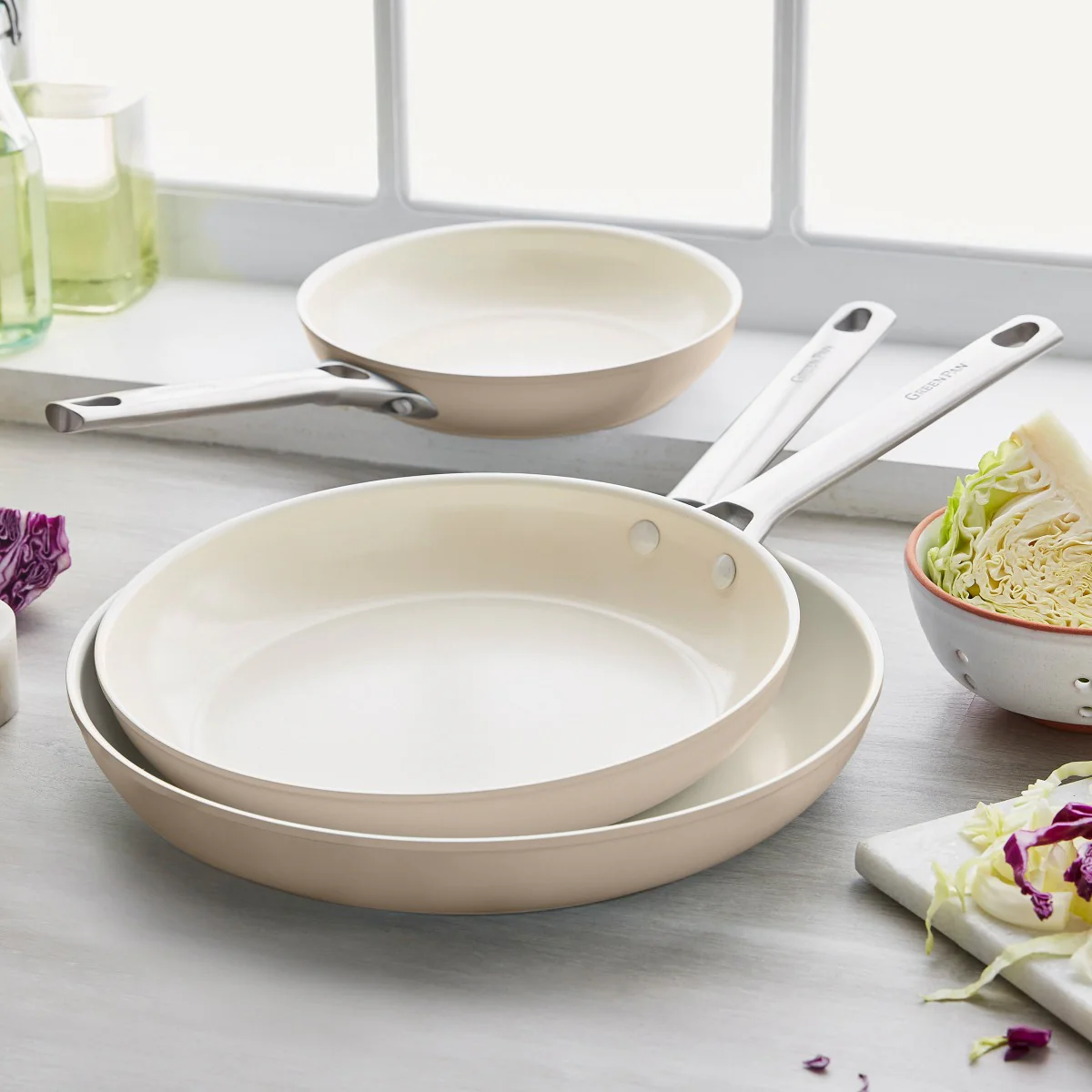 Padova Ceramic Nonstick 8, 10 and 12 Frypan Set | Taupe