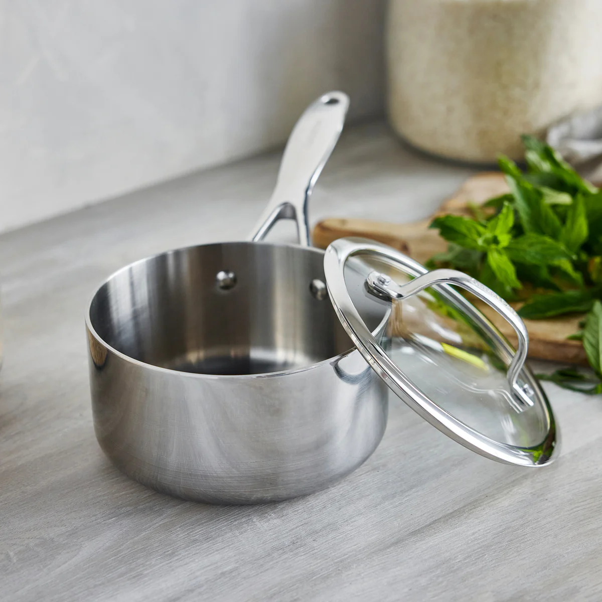 Valencia Pro Stainless Steel Uncoated 1.6-Quart Saucepan with Lid