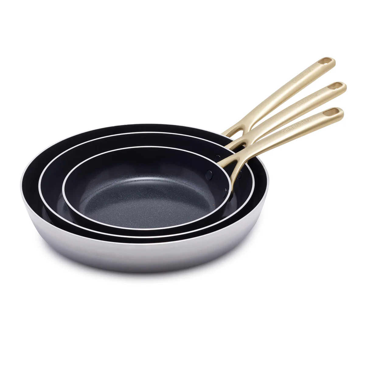 GP5 Stainless Steel 8, 10 and 12 Frypan Set | Champagne Handles