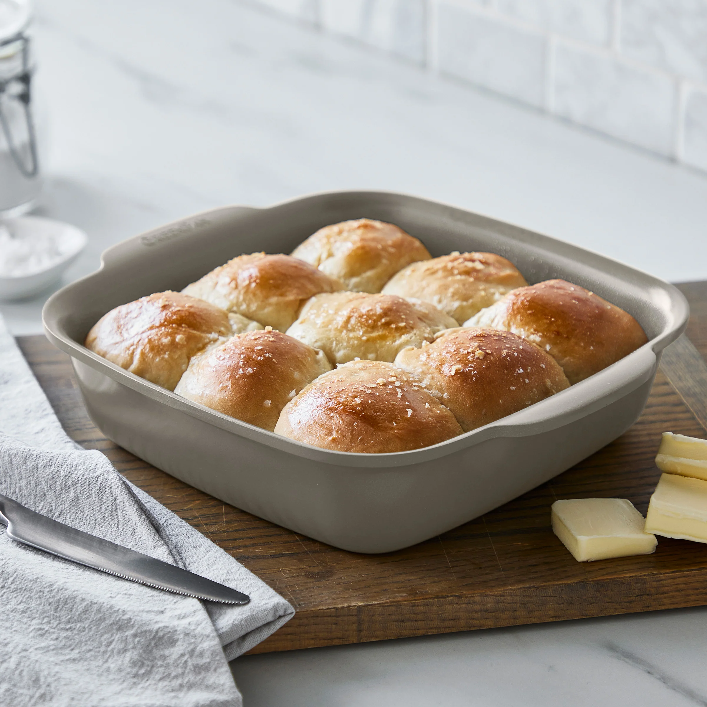 Premiere Ovenware Ceramic Nonstick 2-Piece Cake Pan Set | Taupe