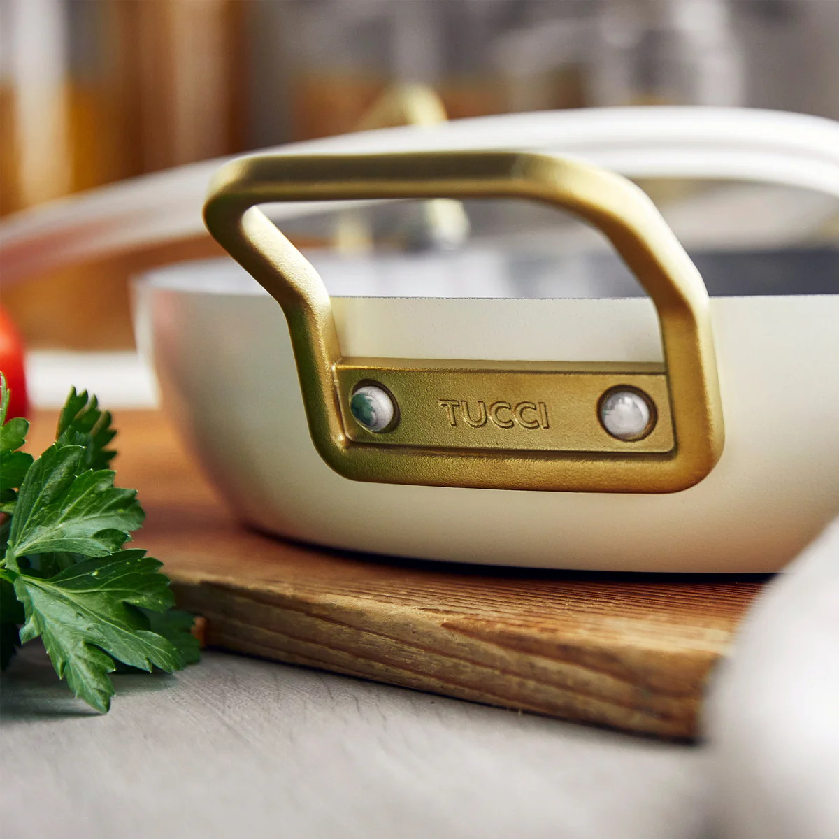 Stanley Tucci™ Ceramic Nonstick 12 Frypan with Lid | Carrara White