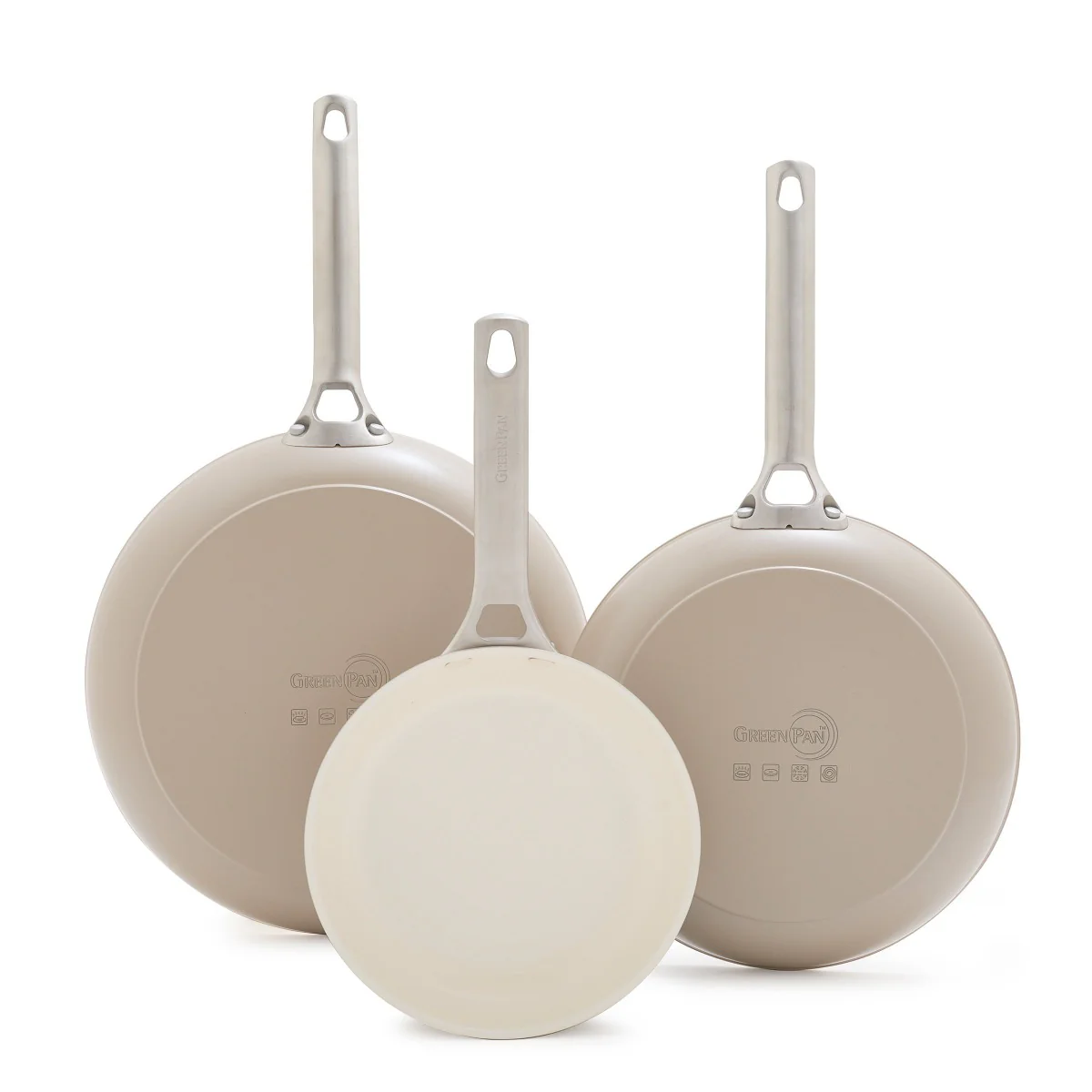 Padova Ceramic Nonstick 8, 10 and 12 Frypan Set | Taupe