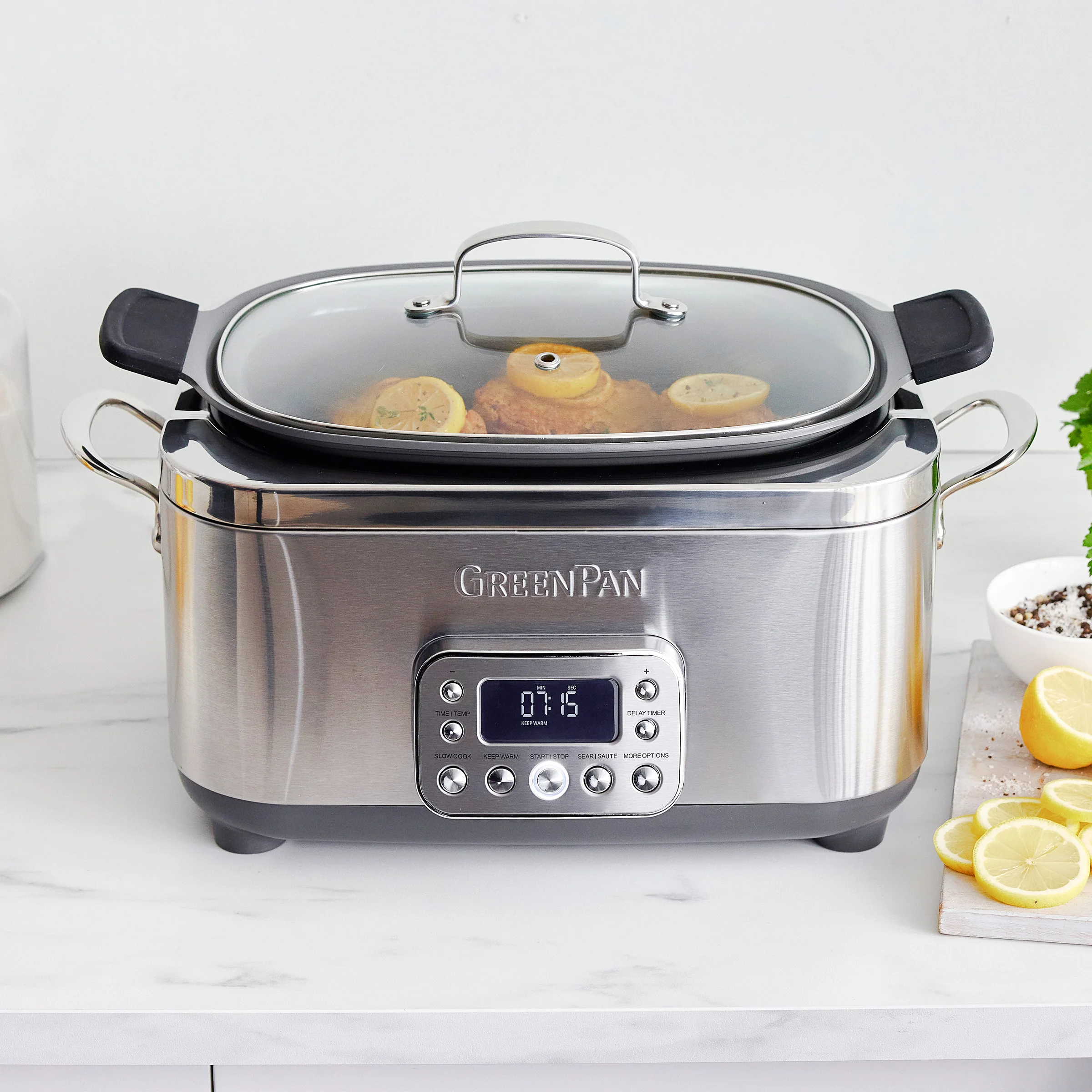 Elite 14-in-1 6-Quart Slow Cooker | Premiere Stainless Steel